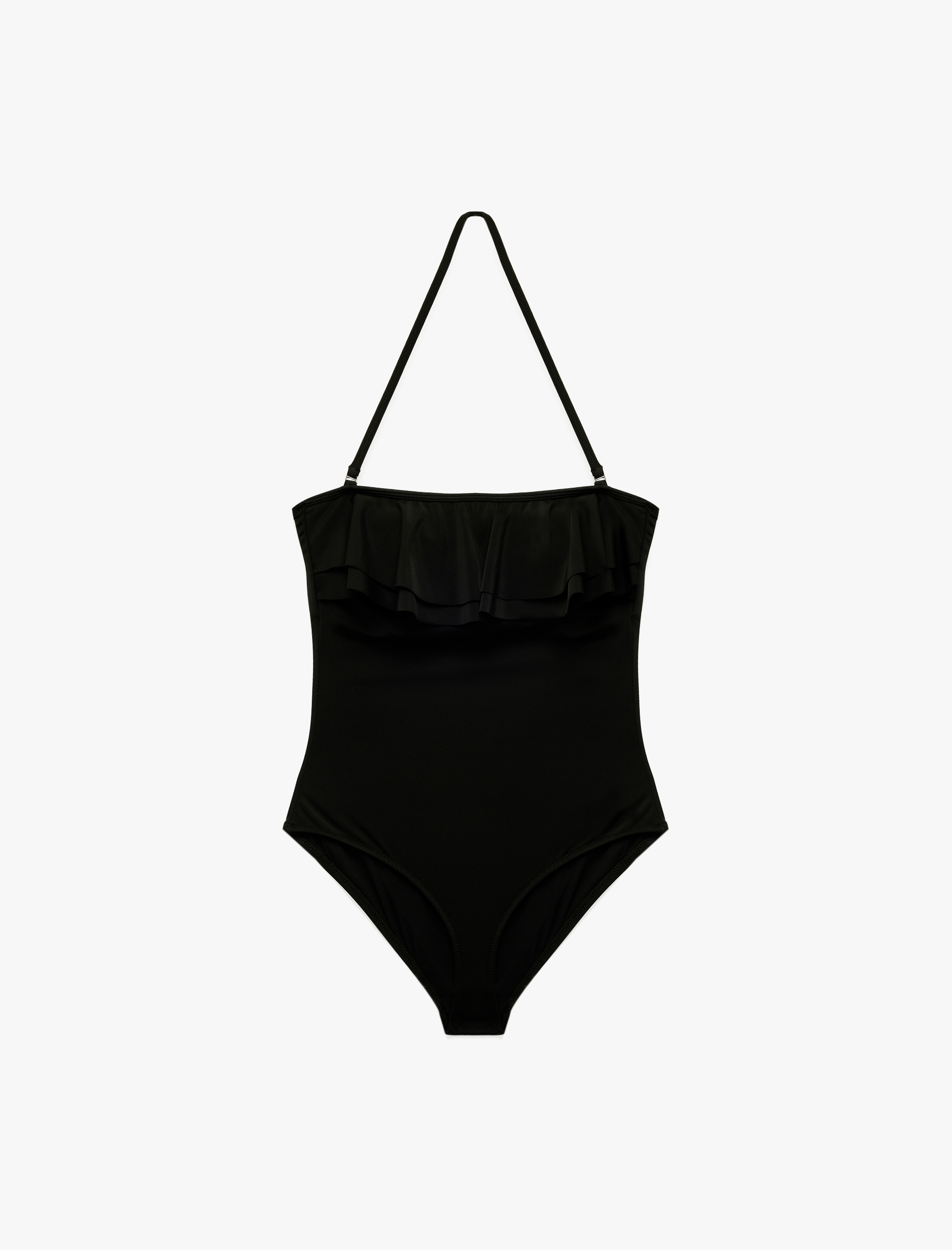   Çıkarılabilir Askılı Fırfırlı Straplez Mayo