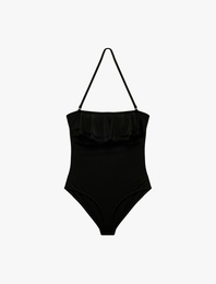 Çıkarılabilir Askılı Fırfırlı Straplez Mayo