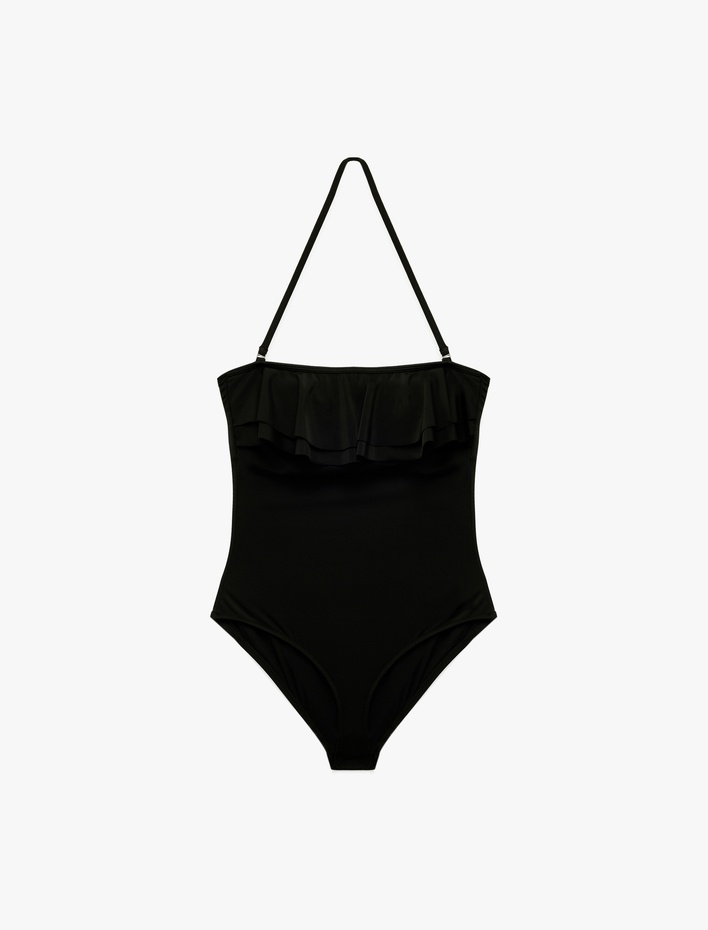  Çıkarılabilir Askılı Fırfırlı Straplez Mayo