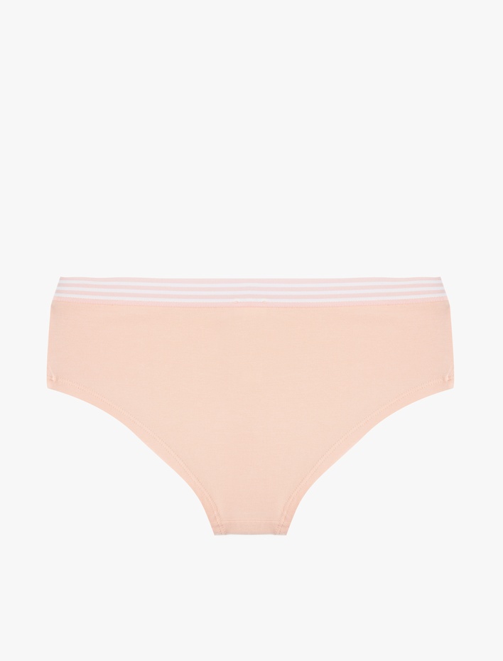  Pamuklu Çiçek Baskılı Bel Detaylı Yüksek Bel Hipster Külot