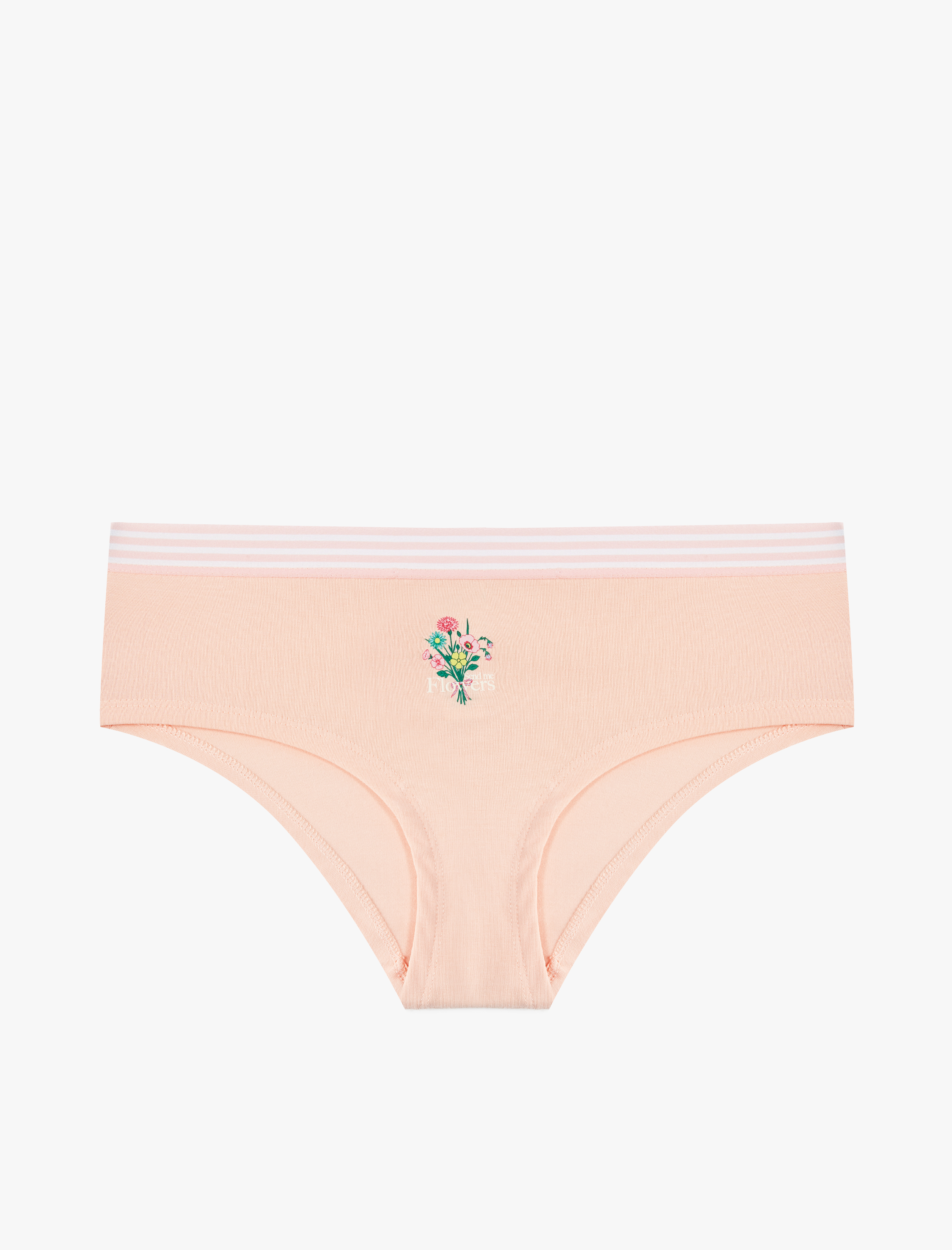   Pamuklu Çiçek Baskılı Bel Detaylı Yüksek Bel Hipster Külot