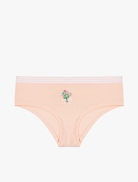 Pamuklu Çiçek Baskılı Bel Detaylı Yüksek Bel Hipster Külot