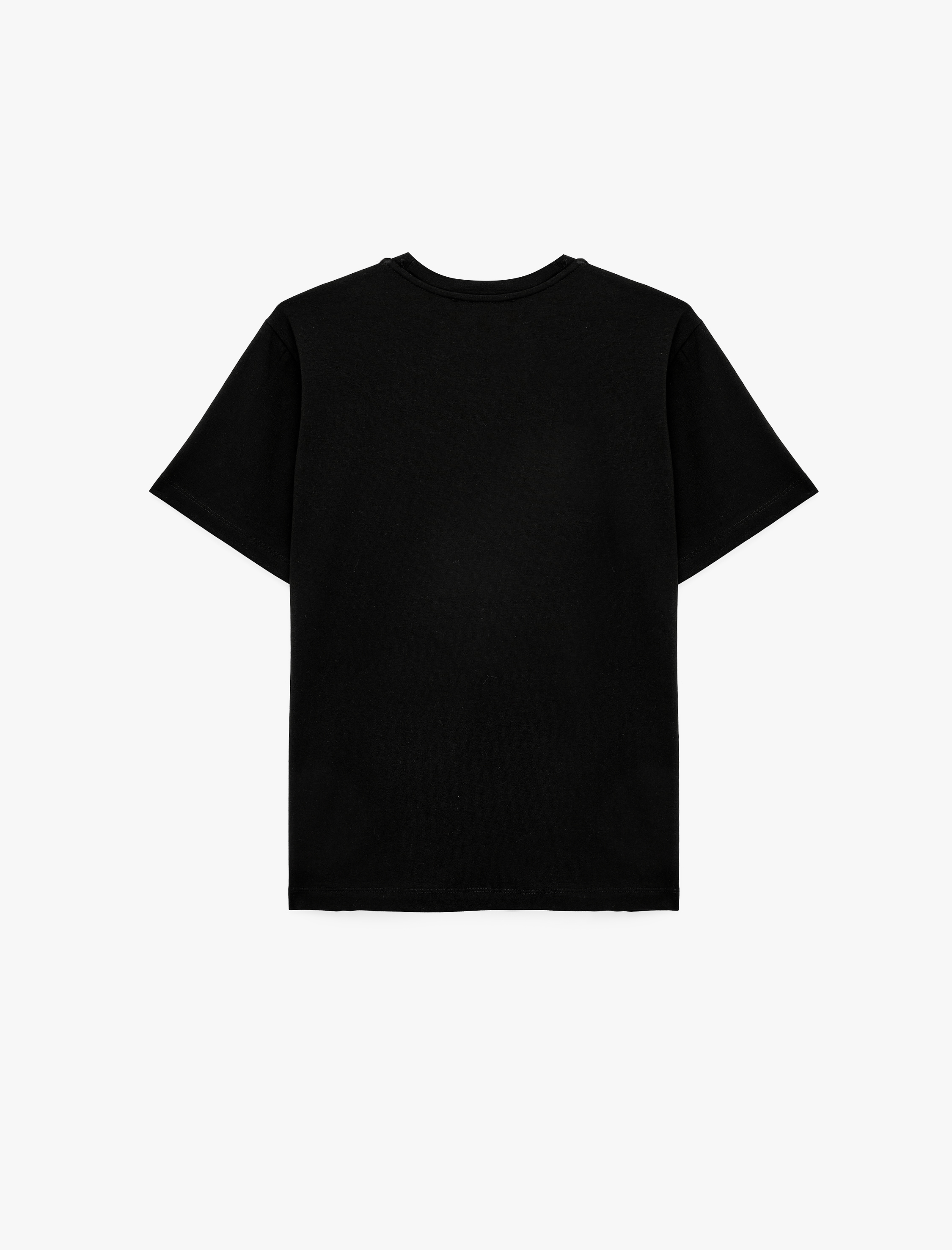   Pamuklu Kısa Kollu Bisiklet Yaka Oversize Basic Tişört