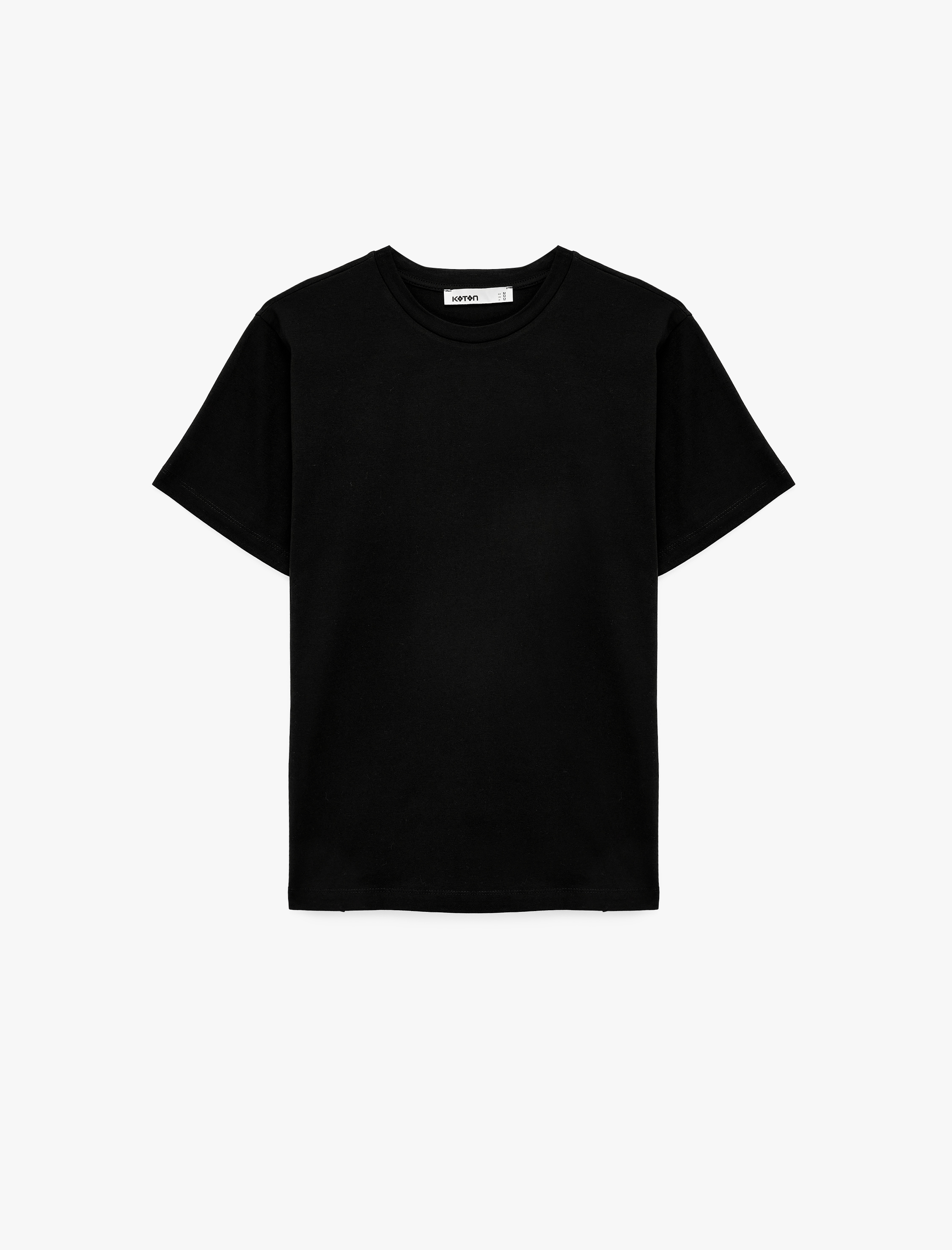   Pamuklu Kısa Kollu Bisiklet Yaka Oversize Basic Tişört