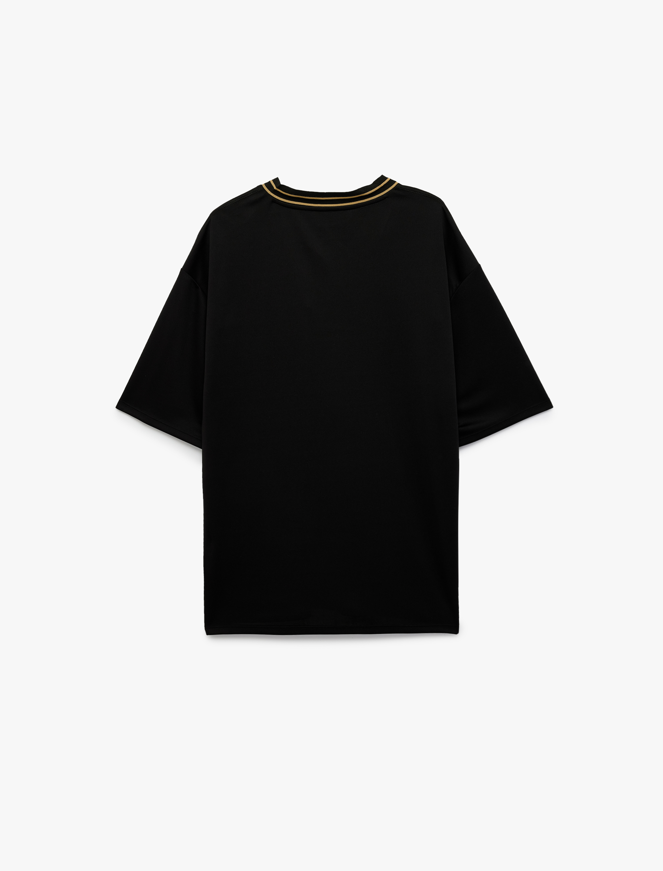   Kısa Kollu V Yaka Baskılı Oversize Spor Tişört