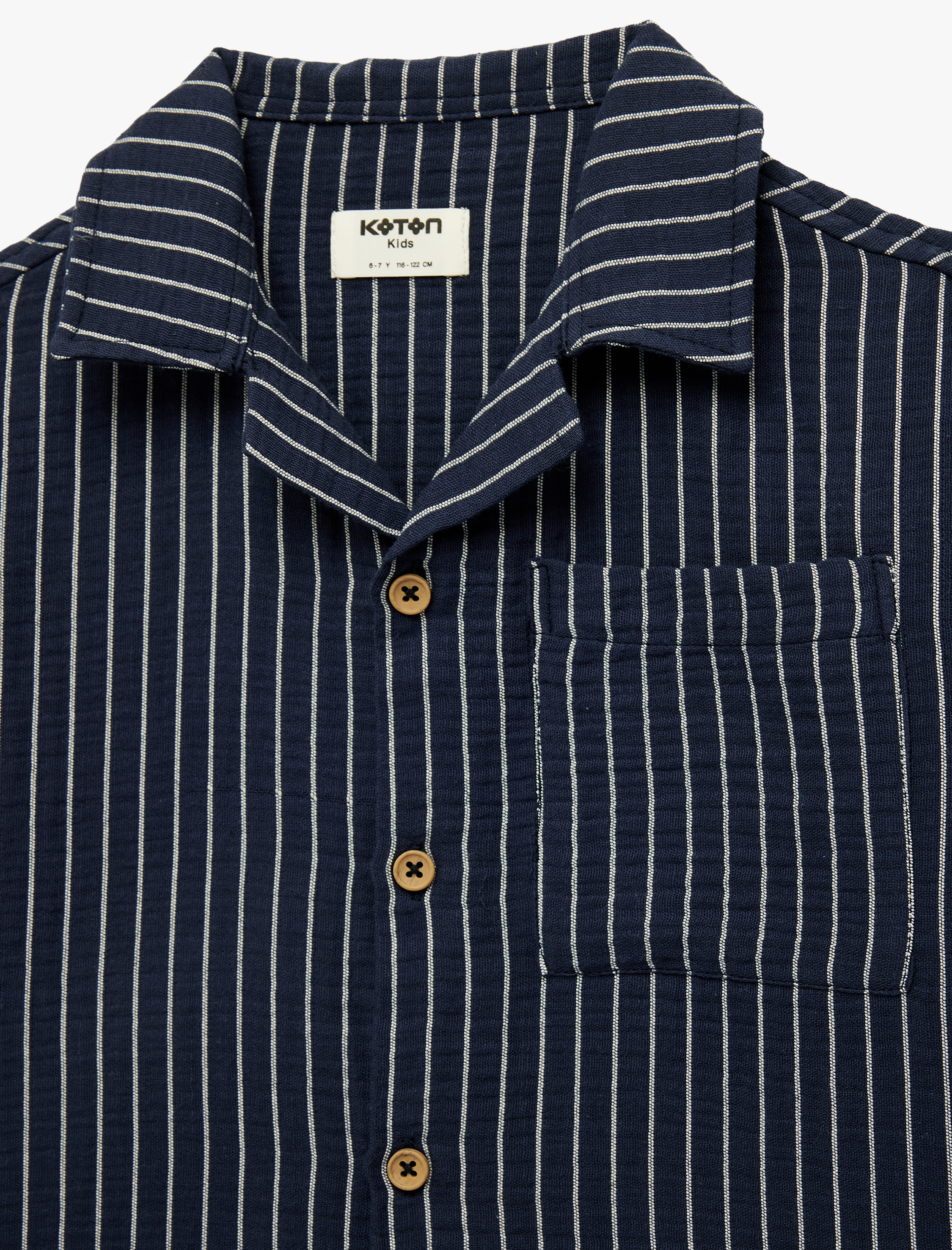  Erkek Çocuk Pamuklu Kısa Kollu Devrik Yaka Cep Detaylı Gömlek