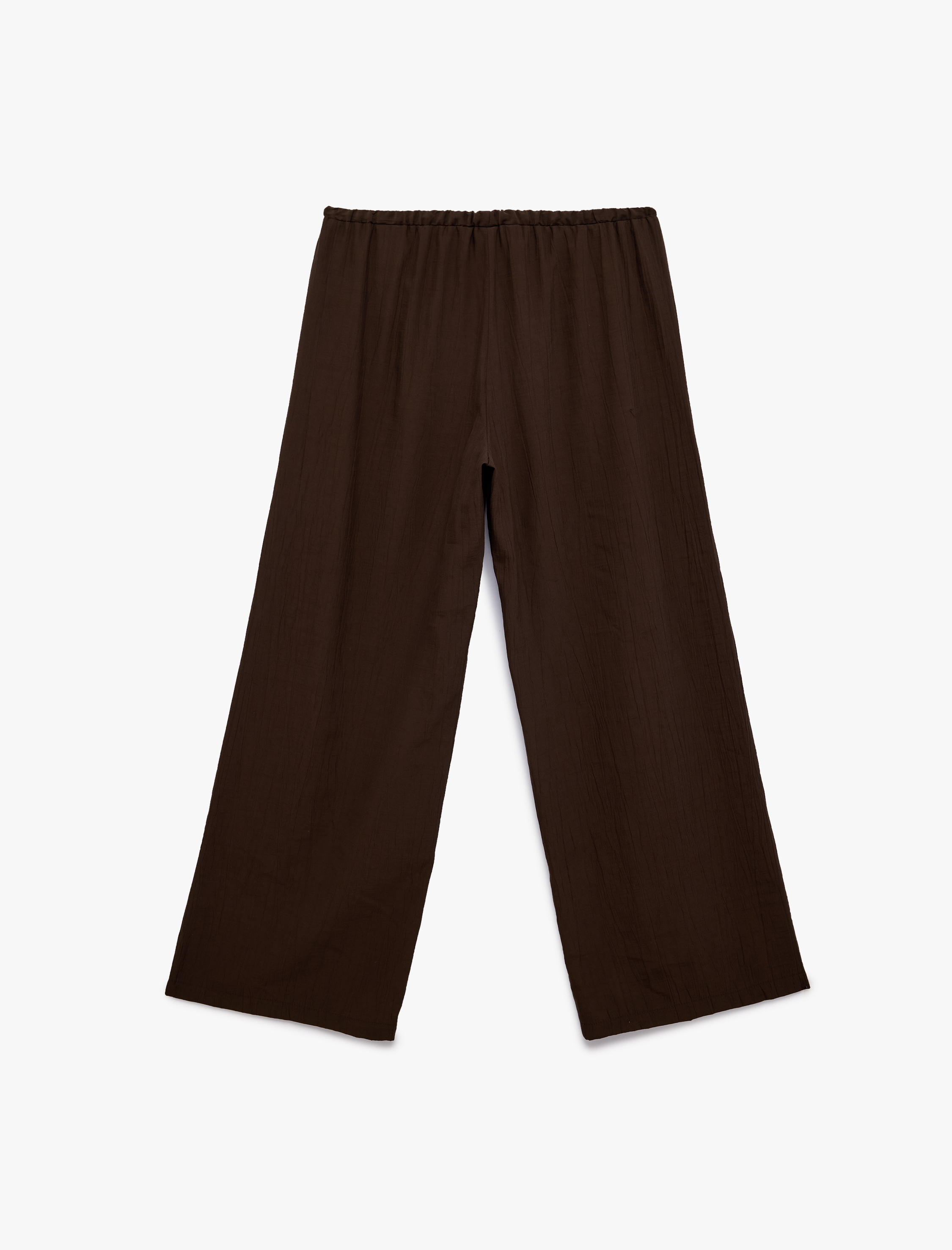   Viskon Karışımlı Beli Bağcıklı Geniş Paça Pantolon