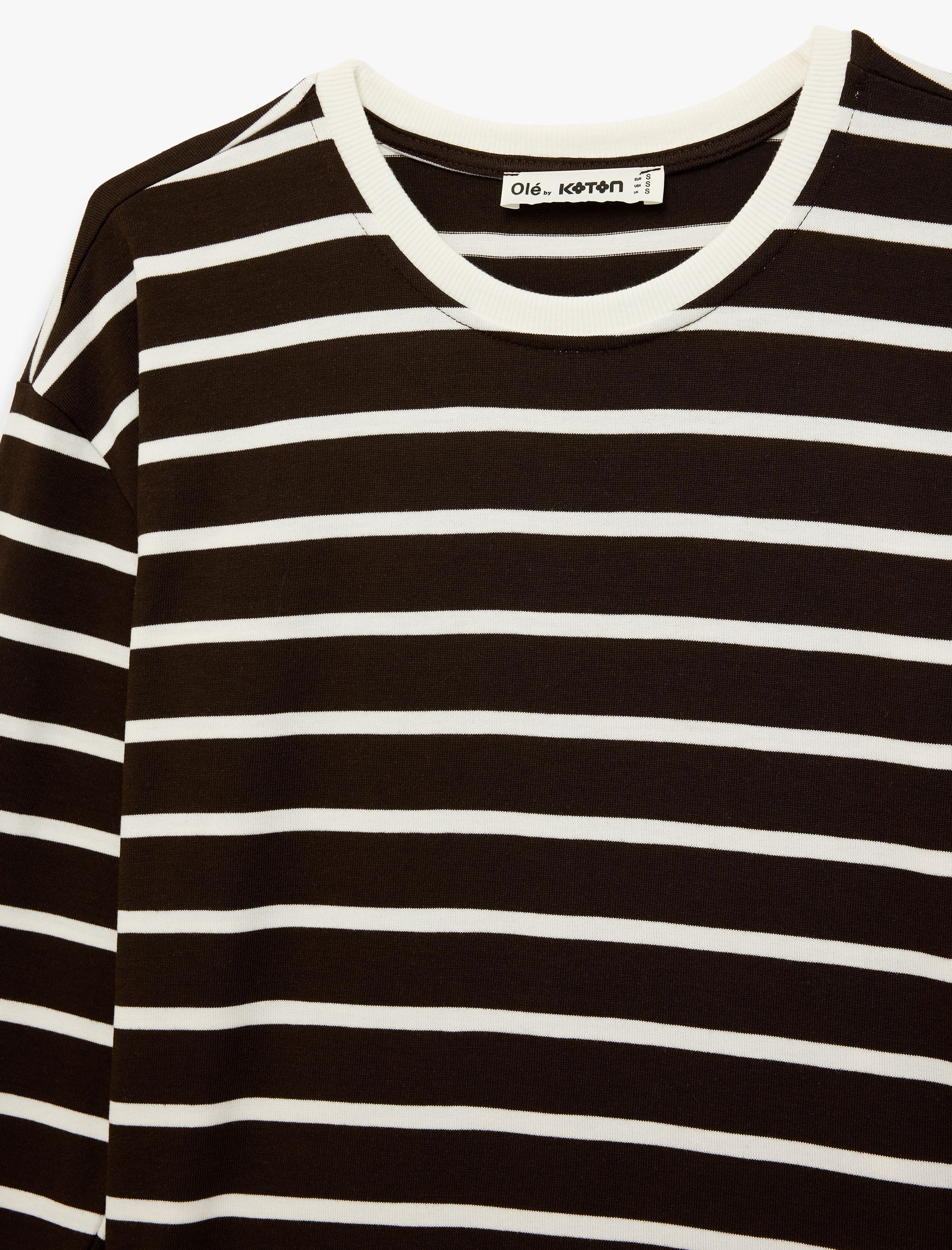   Çizgili Uzun Kollu Bisiklet Yaka Oversize Tişört