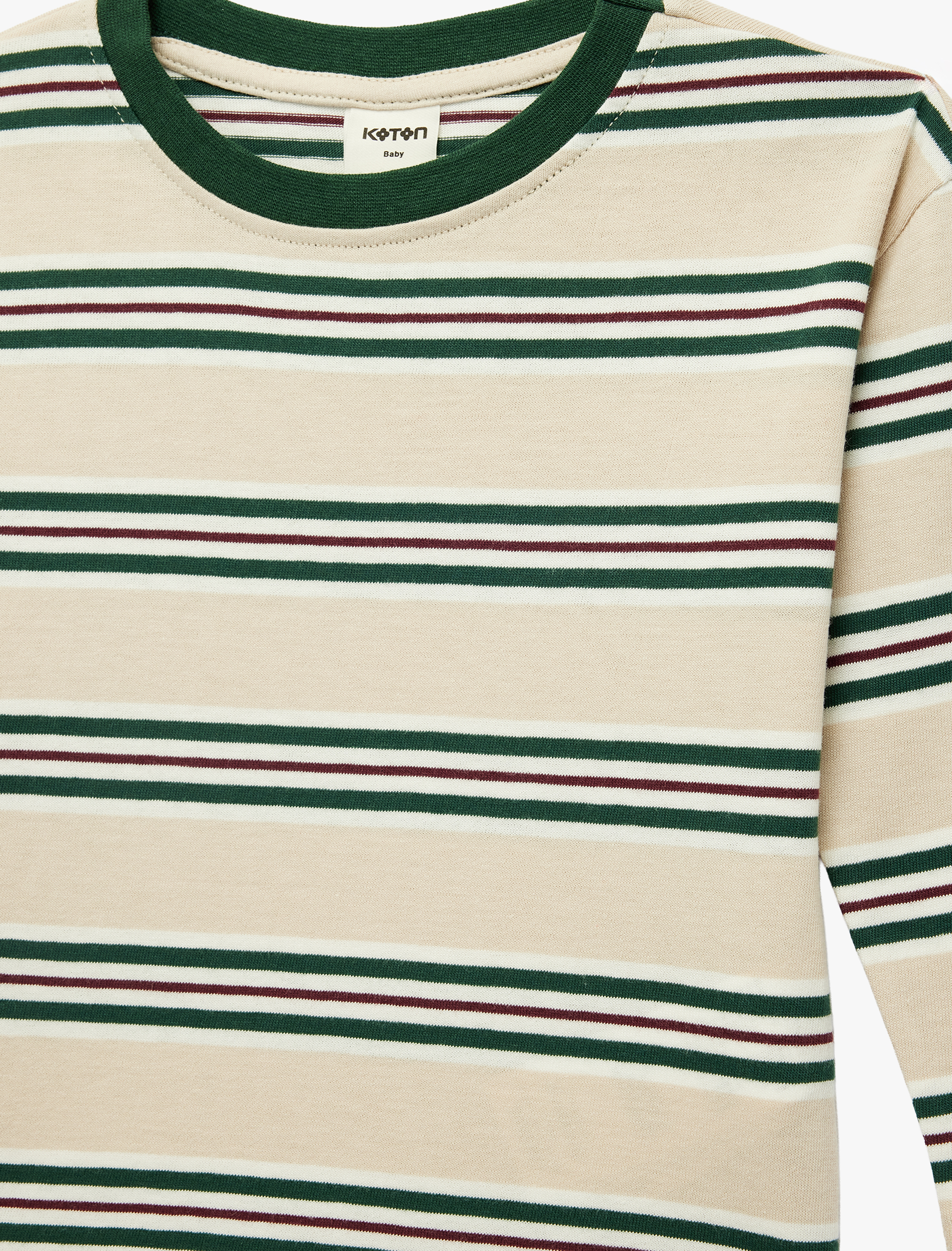  Erkek Bebek Pamuklu Uzun Kollu Bisiklet Yaka Çizgili Tişört