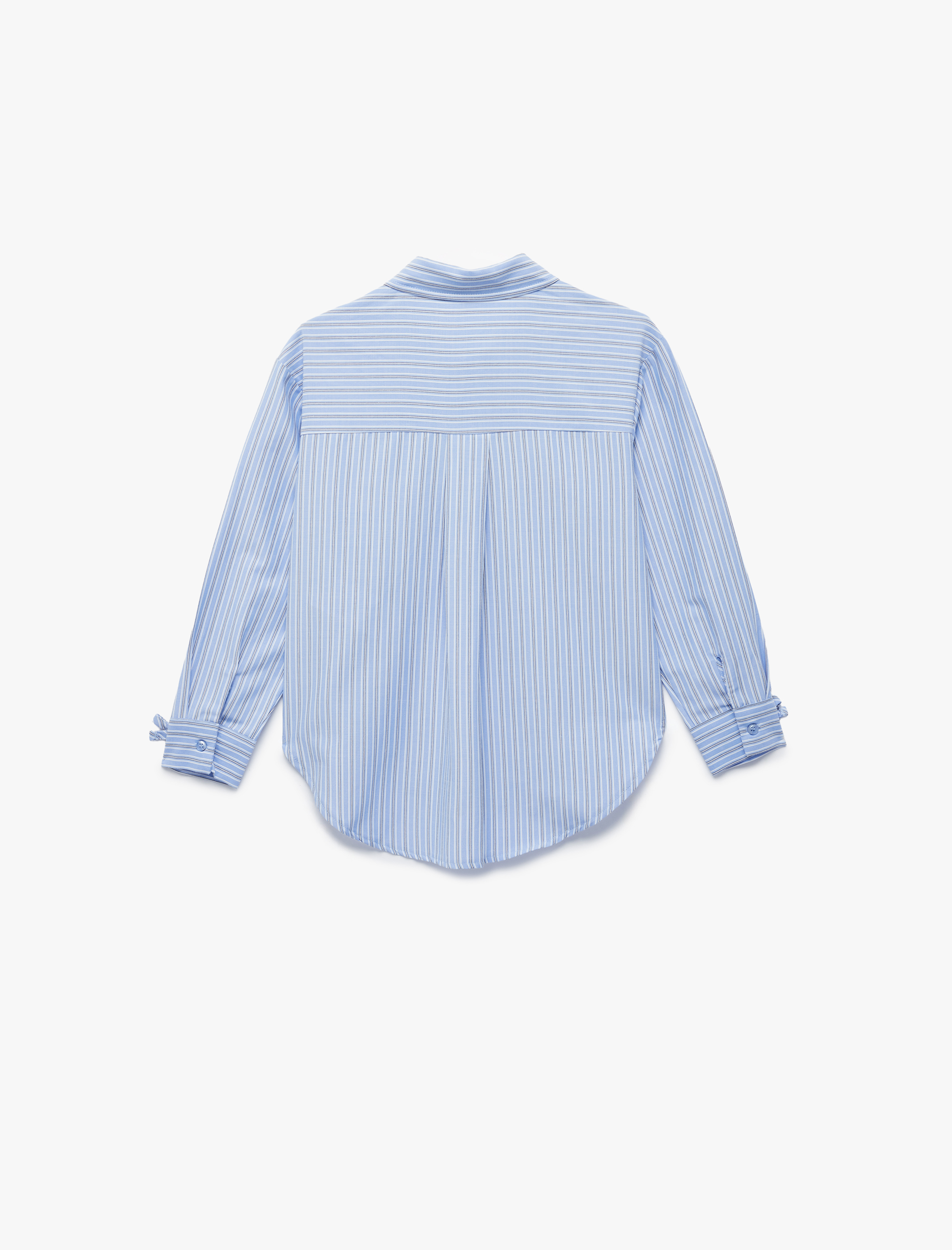  Kız Çocuk Uzun Kollu Klasik Yaka Oversize Çizgili Gömlek