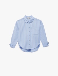 Uzun Kollu Klasik Yaka Oversize Çizgili Gömlek