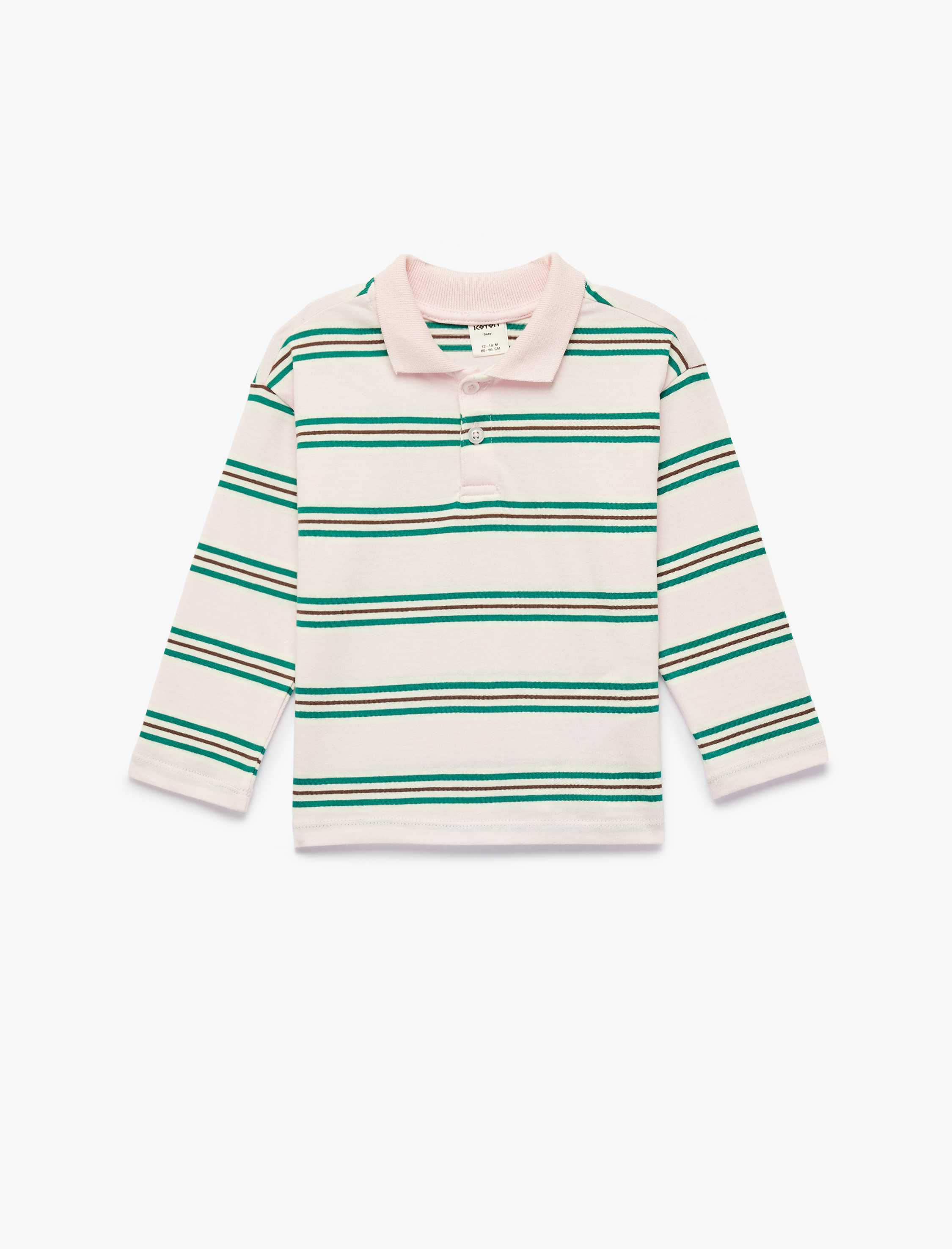  Kız Bebek Pamuklu Uzun Kollu Çizgili Polo Yaka Tişört