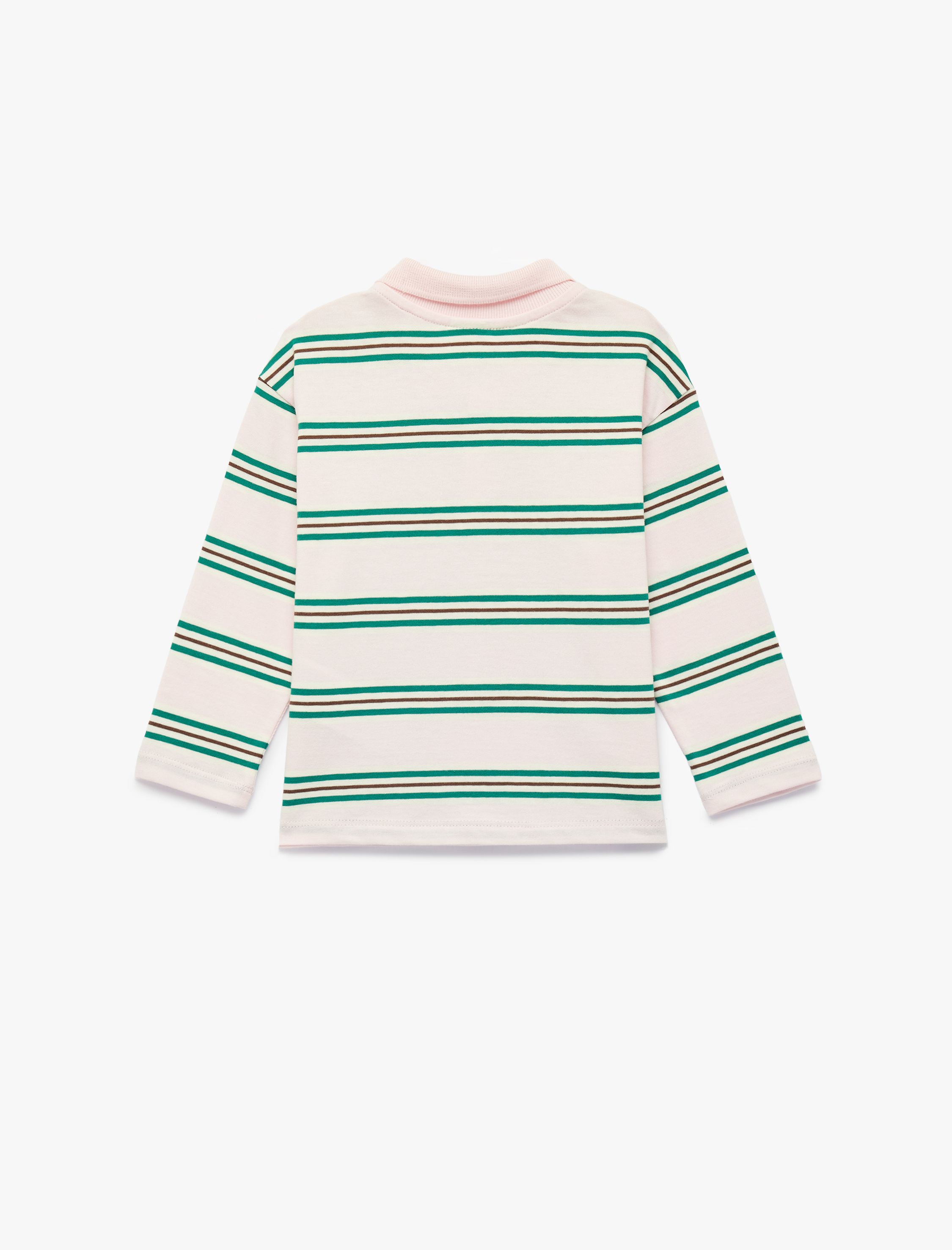  Kız Bebek Pamuklu Uzun Kollu Çizgili Polo Yaka Tişört