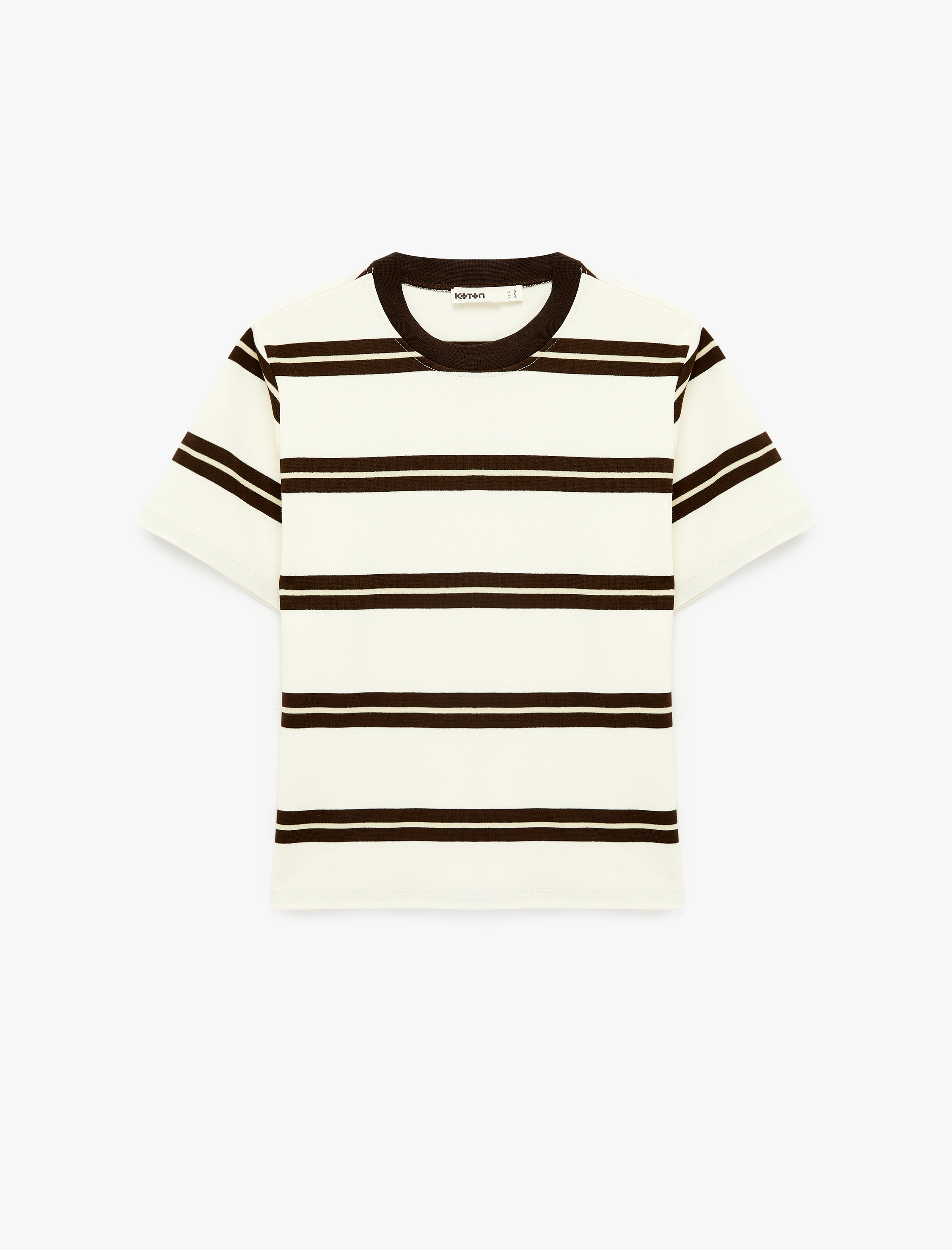   Regular Fit Kısa Kollu Bisiklet Yaka Çizgili Tişört