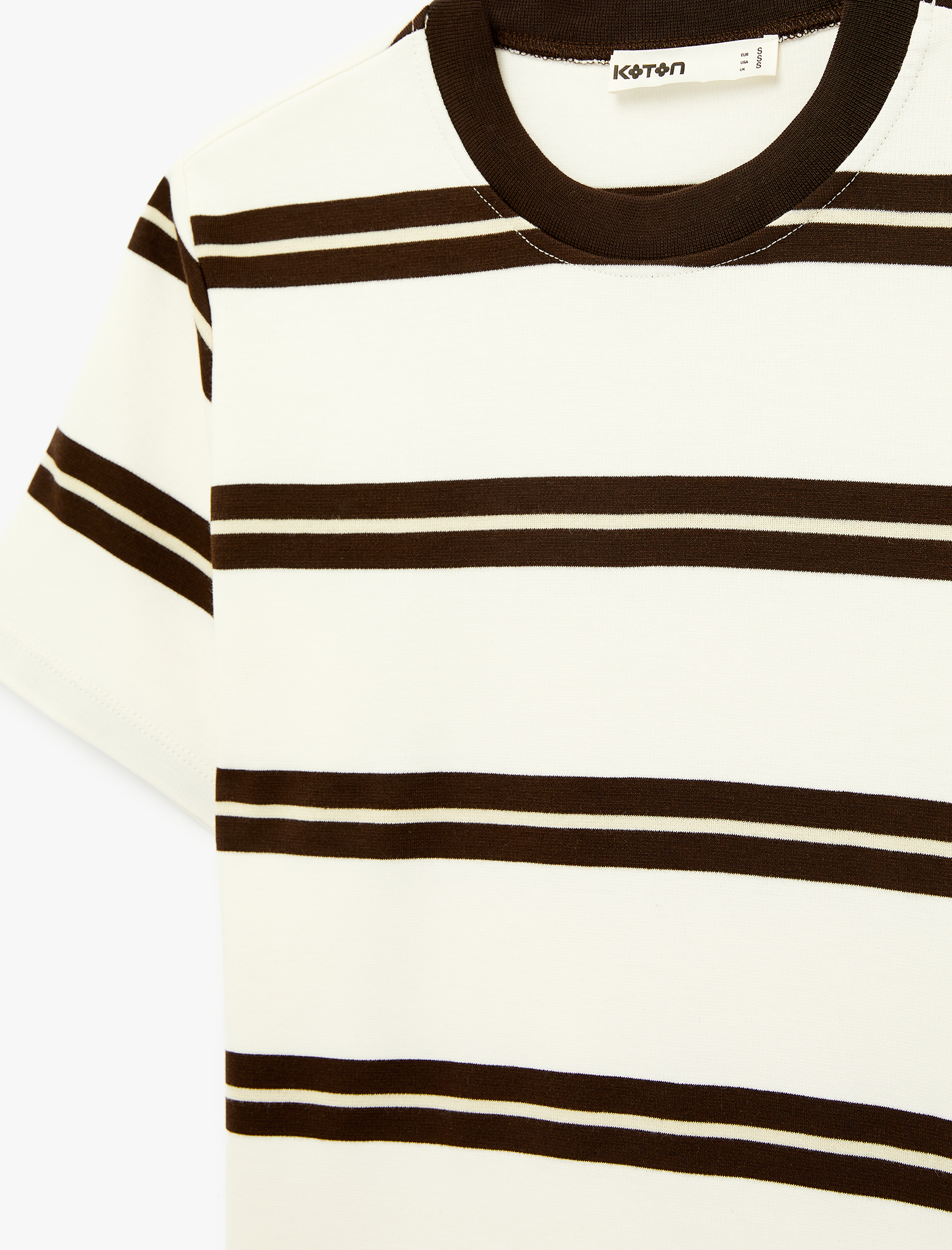   Regular Fit Kısa Kollu Bisiklet Yaka Çizgili Tişört