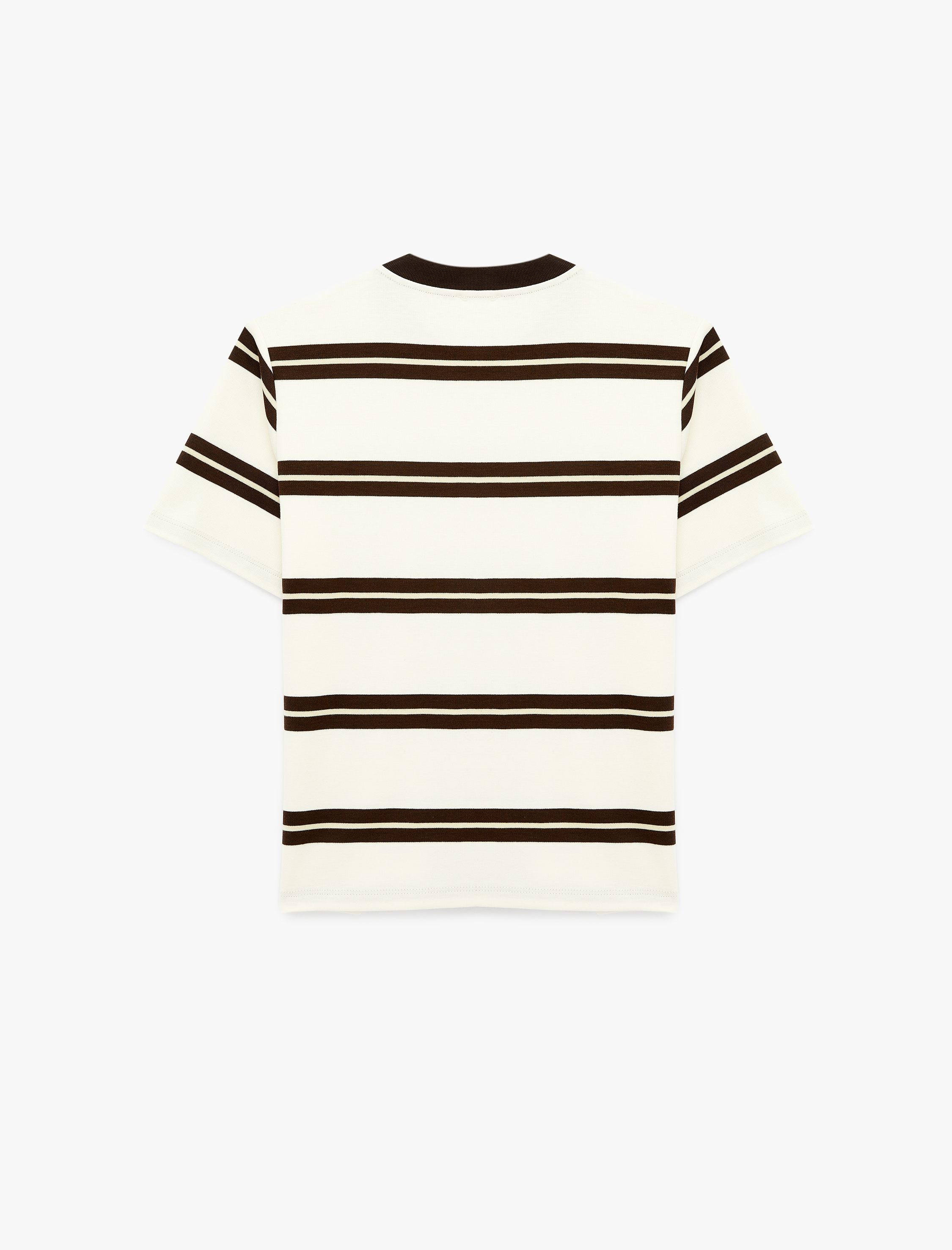   Regular Fit Kısa Kollu Bisiklet Yaka Çizgili Tişört