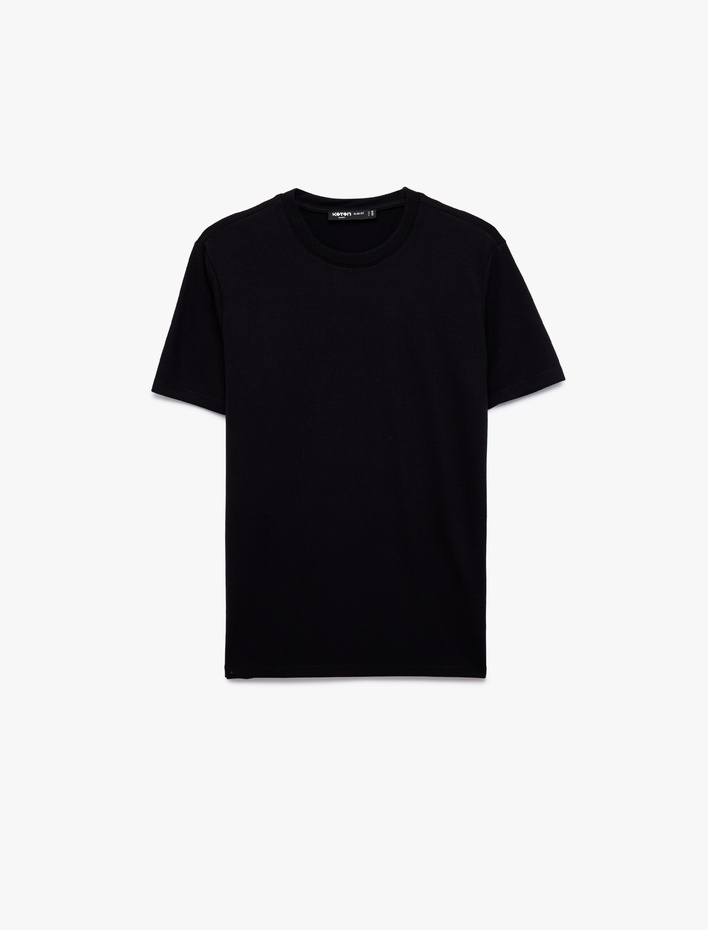  Bisiklet Yaka Viskon Karışımlı Kısa Kollu Basic Slim Fit Tişört