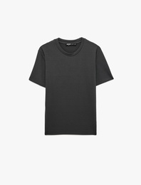 Bisiklet Yaka Viskon Karışımlı Kısa Kollu Basic Slim Fit Tişört