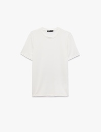 Bisiklet Yaka Viskon Karışımlı Kısa Kollu Basic Slim Fit Tişört