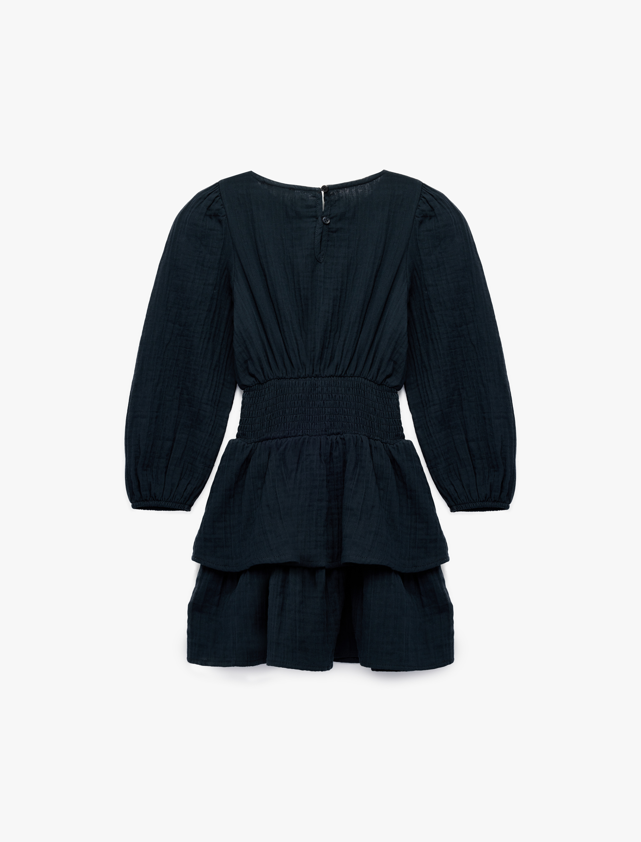  Kız Çocuk Gipeli Uzun Kollu Bisiklet Yaka Pamuklu Müslin Elbise