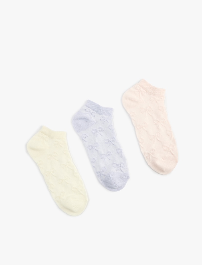 Kız Çocuk Pamuklu Jakarlı 3’lü Patik Çorap Seti