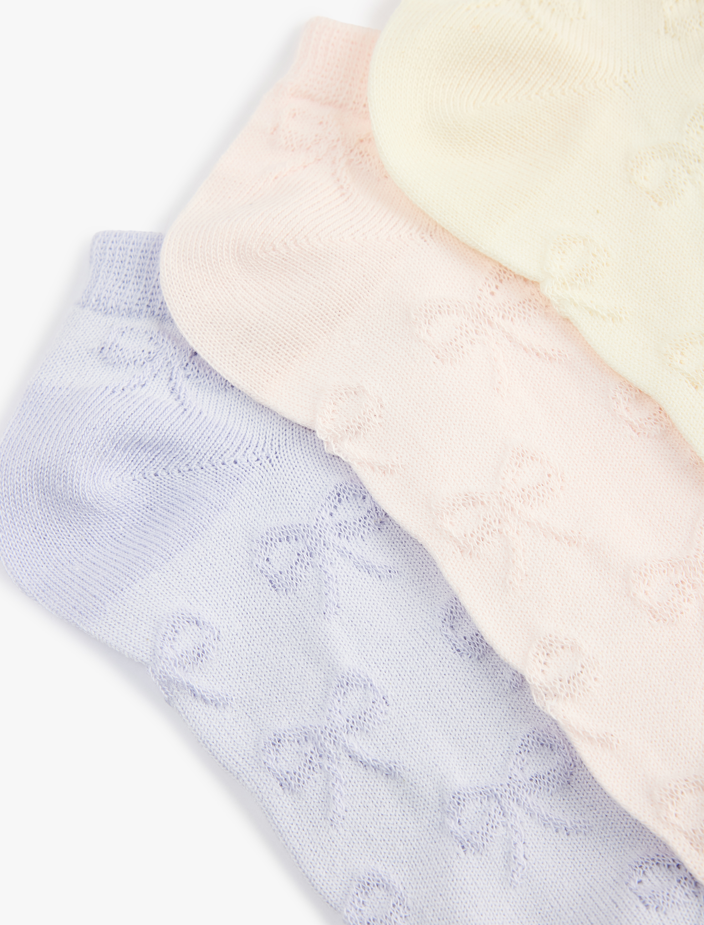  Kız Çocuk Pamuklu Jakarlı 3’lü Patik Çorap Seti