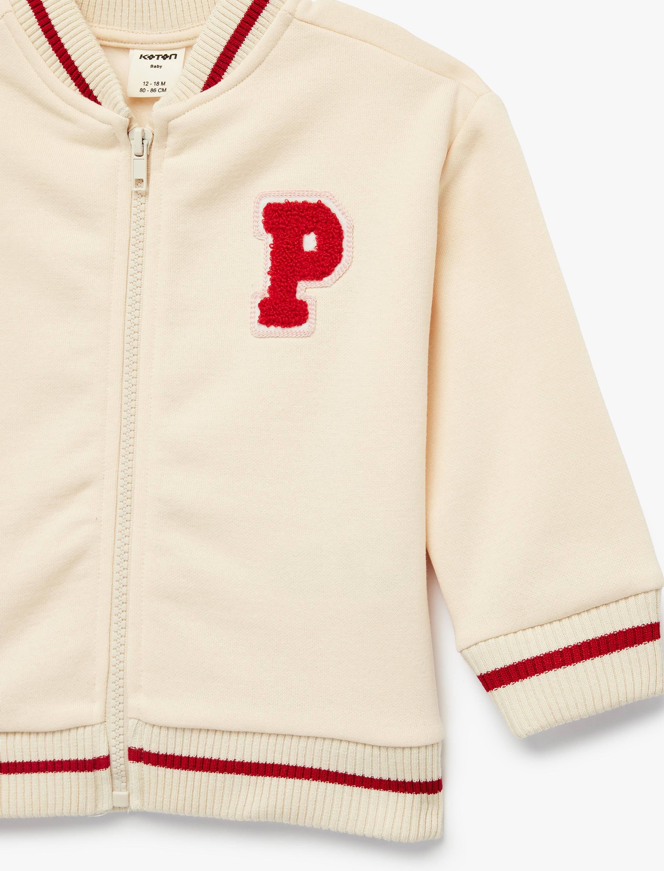  Kız Bebek Baskılı Uzun Kollu Fermuarlı Bomber Ceket