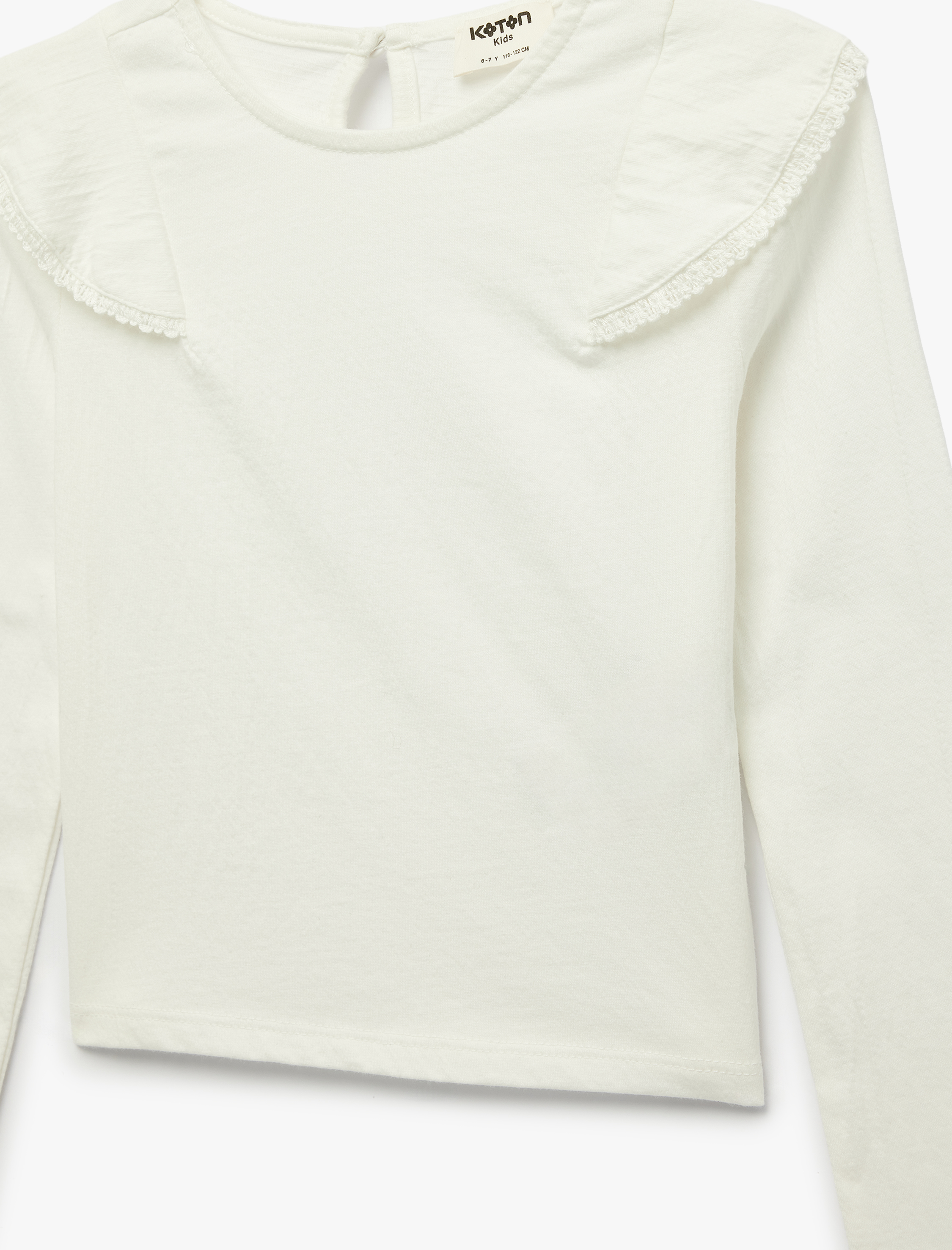  Kız Çocuk Pamuklu Uzun Kollu Bisiklet Yaka Fırfırlı Bluz