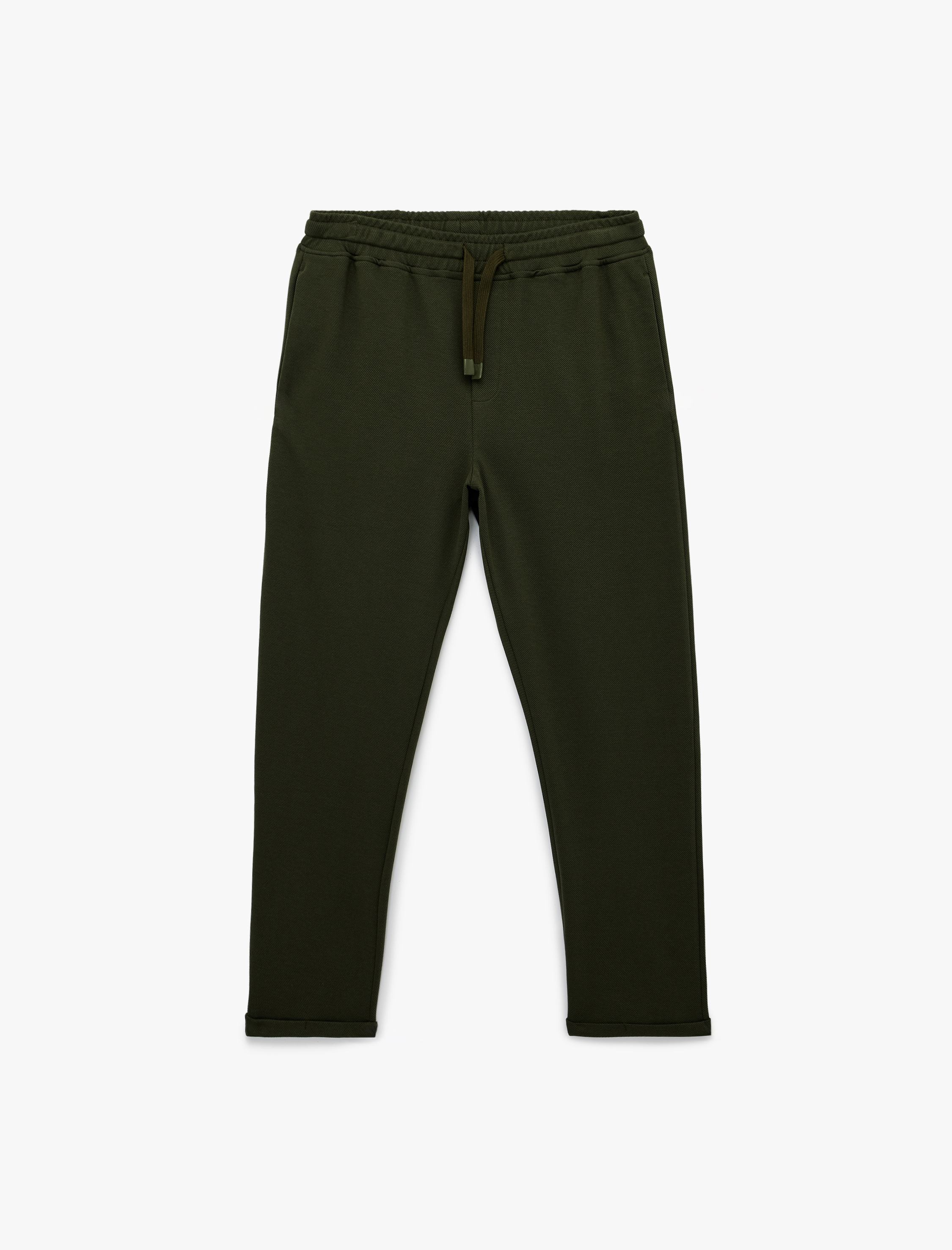   Straight Fit Cepli Duble Paça Beli Bağcıklı Pantolon