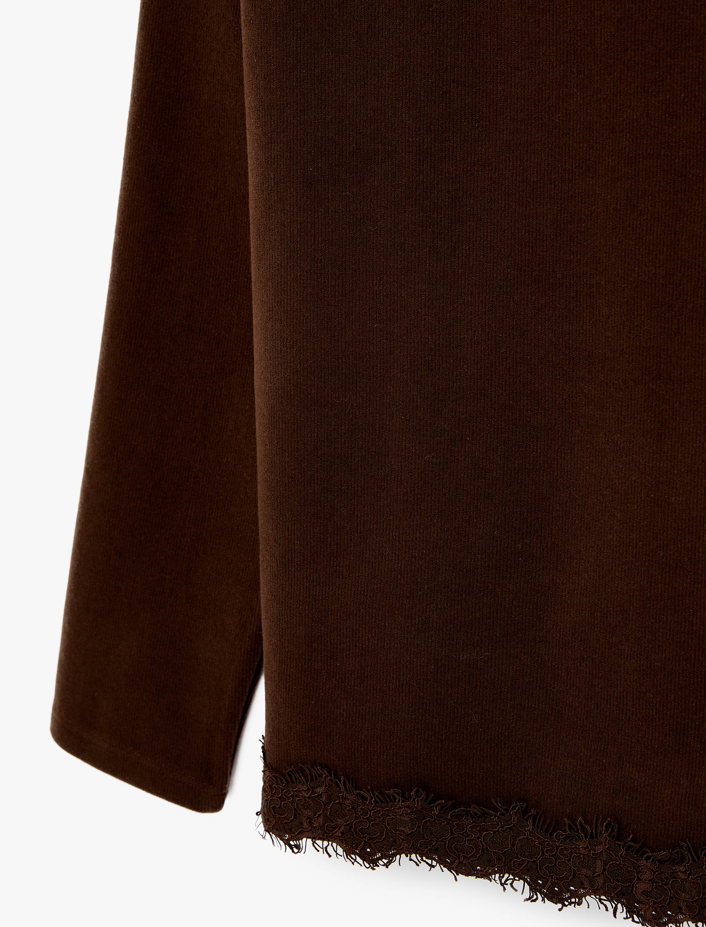   Uzun Kollu Bisiklet Yaka Dantel Detaylı Sweatshirt