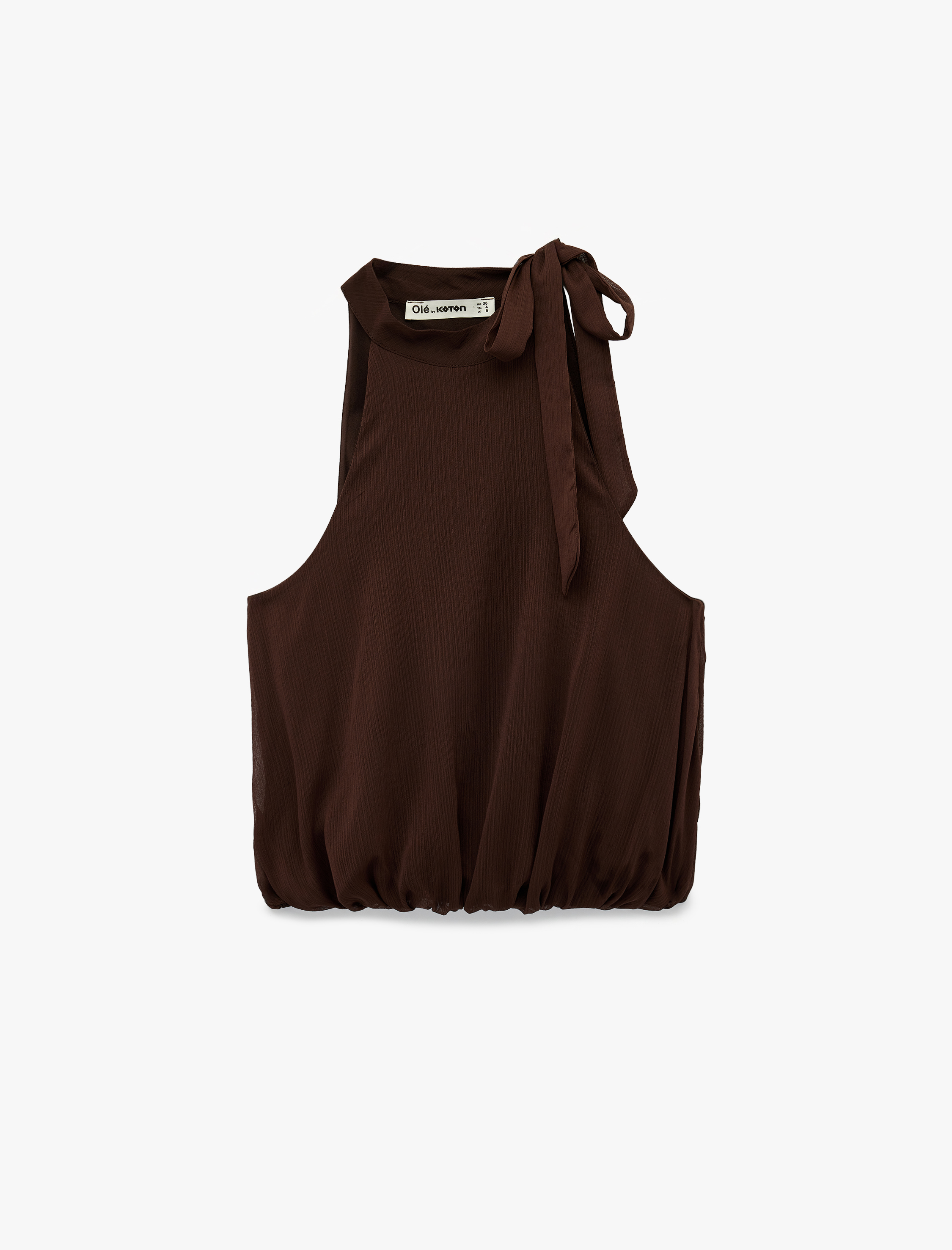   Şifon Halter Yaka Kolsuz Boyundan Bağlamalı Bluz