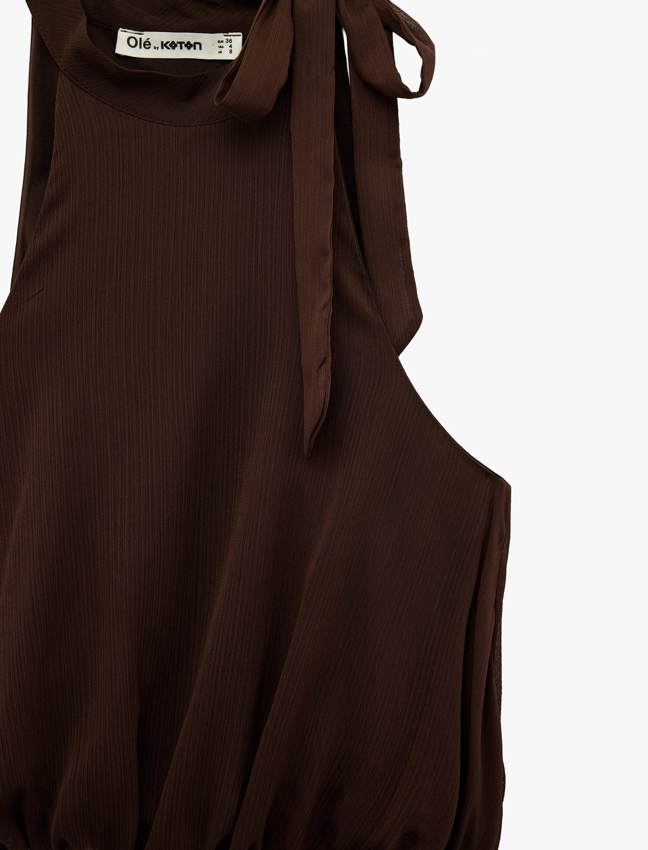   Şifon Halter Yaka Kolsuz Boyundan Bağlamalı Bluz