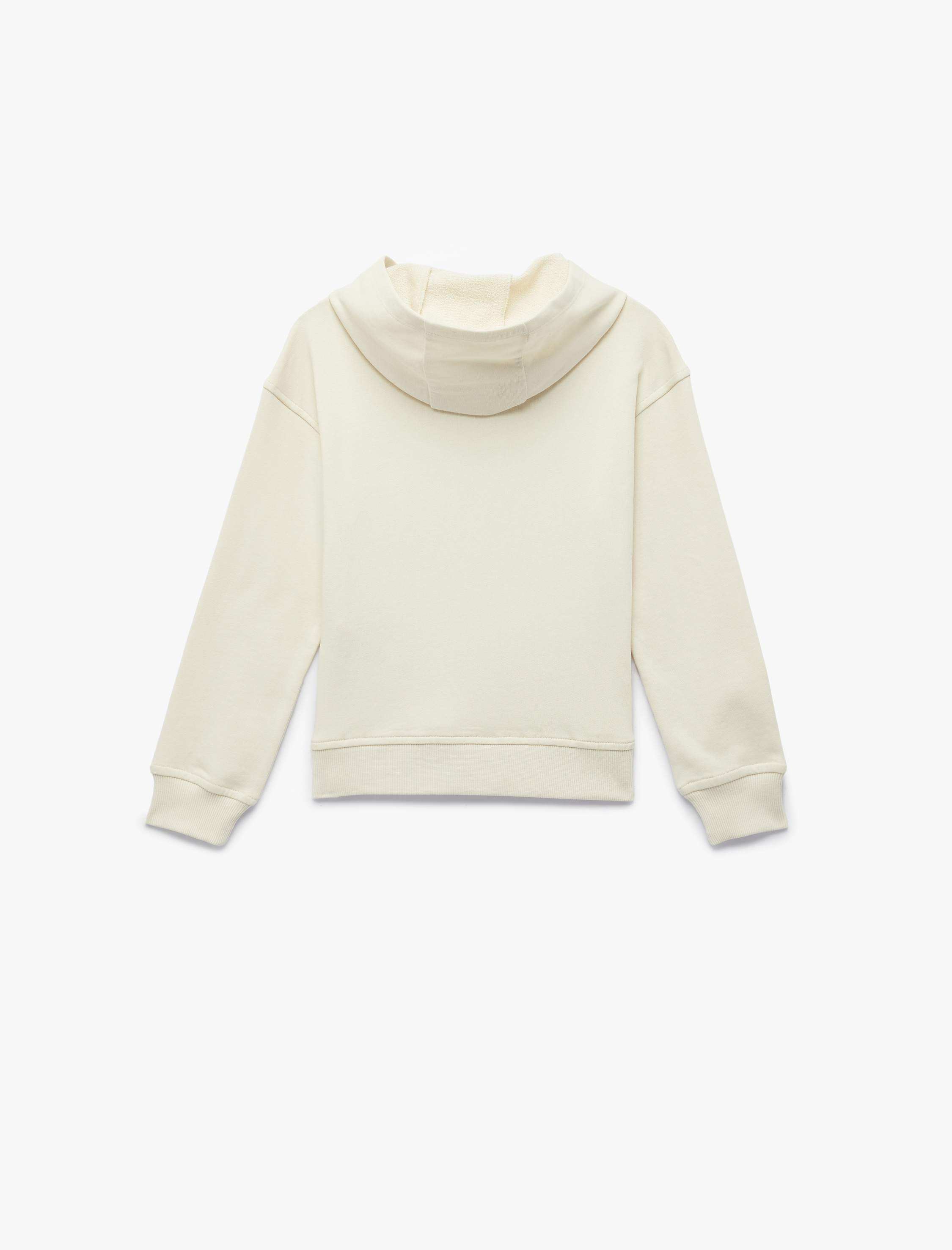  Kız Çocuk Pamuklu Nakış Detaylı Uzun Kollu Kapşonlu Sweatshirt