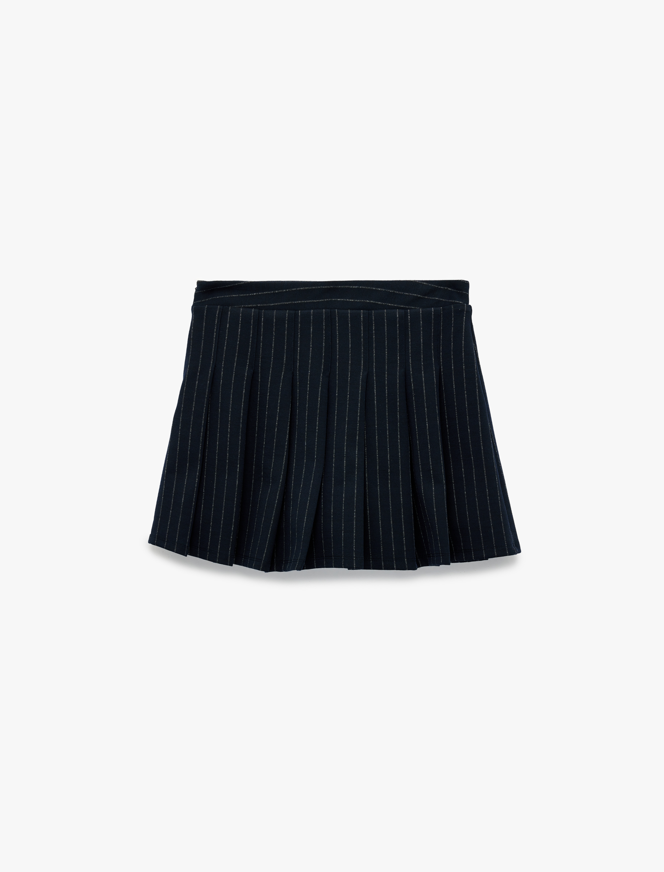   Viskon Karışımlı Pileli Beli Bağcıklı Mini Şort Etek