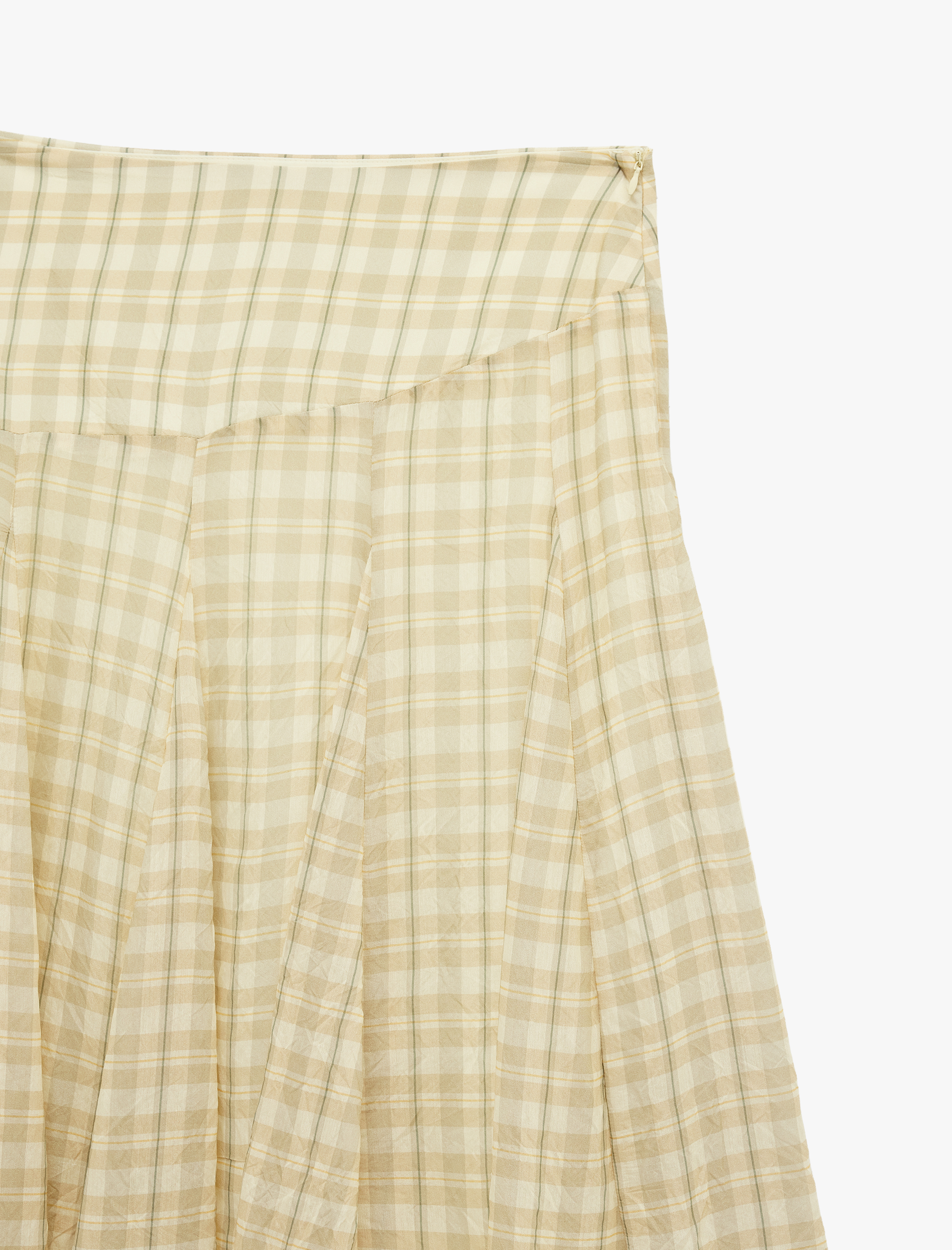   Rahat Kalıp Normal Bel Asimetrik Kesim Viskon Karışımlı Midi Ekoseli Etek