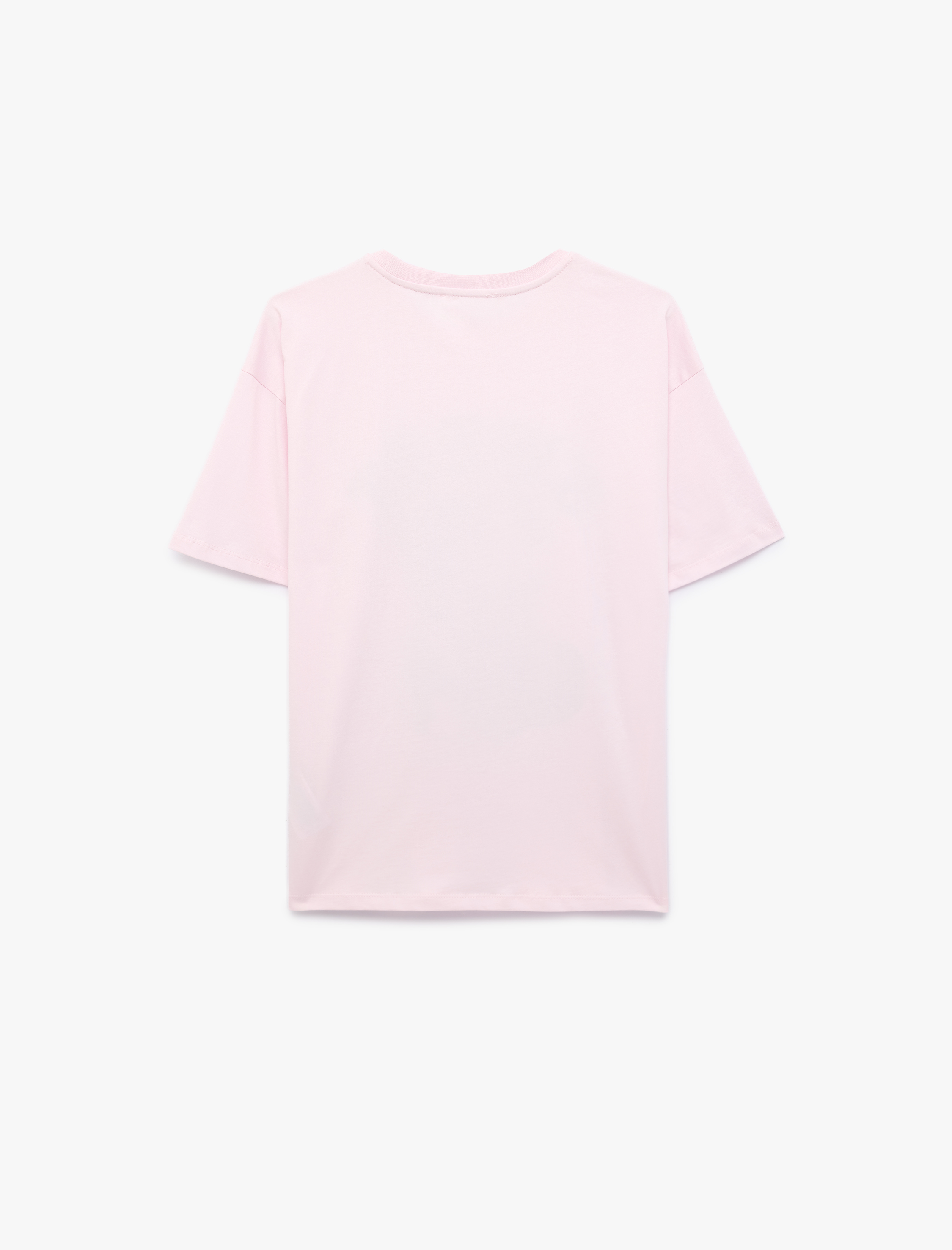   Rahat Kalıp Kısa Kollu Bisiklet Yaka Pamuklu Kedi Baskılı Tişört