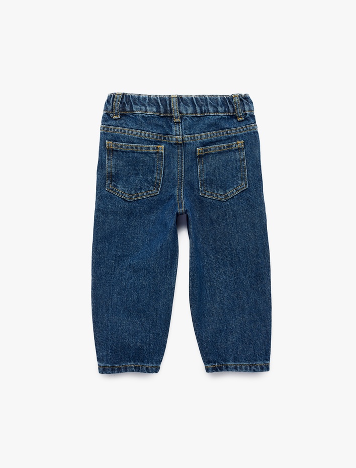 Kız Bebek Pamuklu Loose Fit Balon Form Denim Pantolon