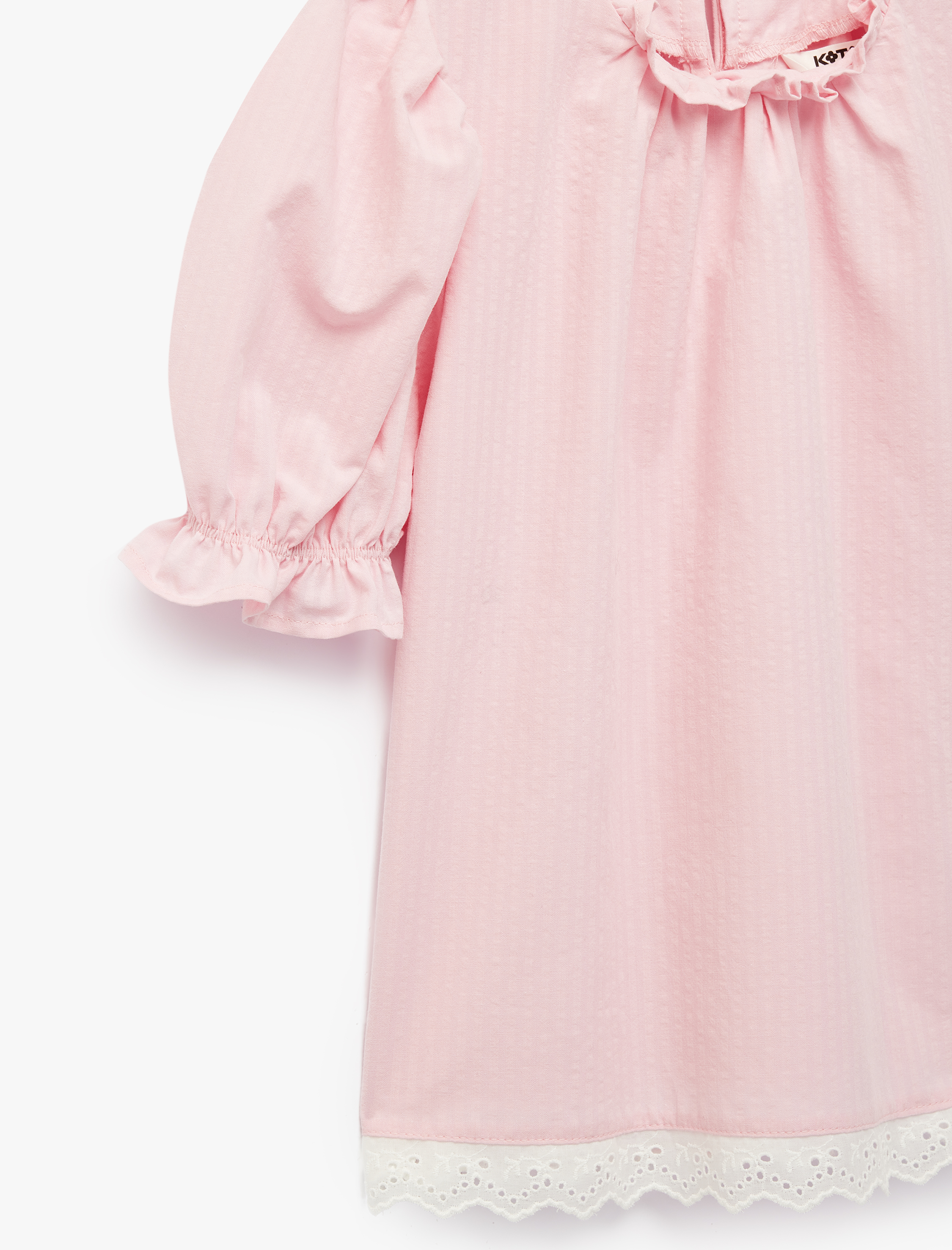  Kız Çocuk Fırfırlı Detaylı Bisiklet Yaka Kısa Kollu Pamuklu  Bluz