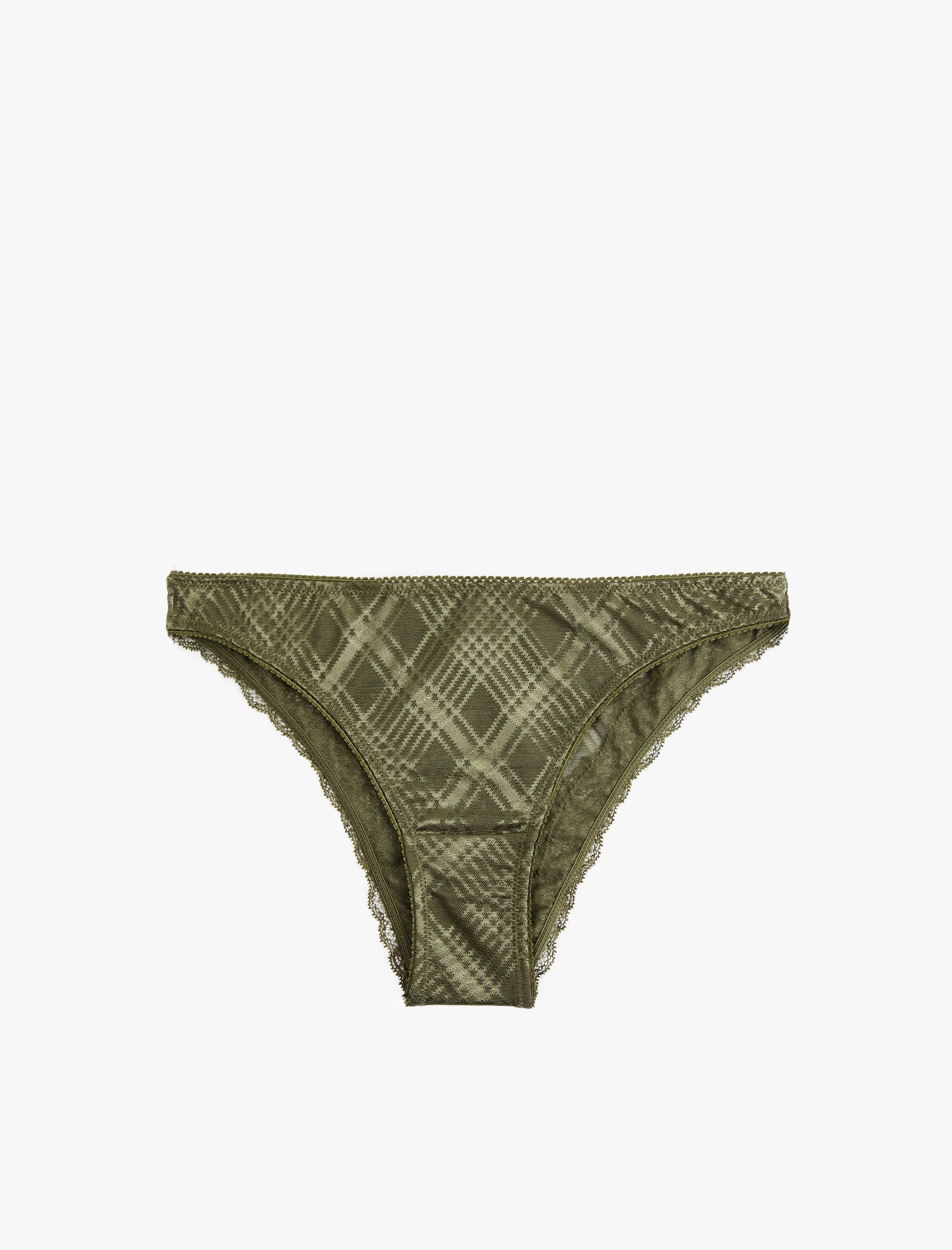   Dantel Detaylı Rahat Kalıp Ekose Desenli Brazilian Külot