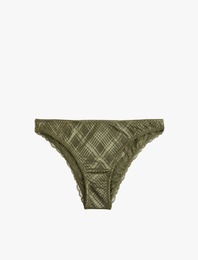 Dantel Detaylı Rahat Kalıp Ekose Desenli Brazilian Külot