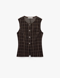 Koton X Melis Ağazat - Mücevher Düğmeli Ekose Yelek