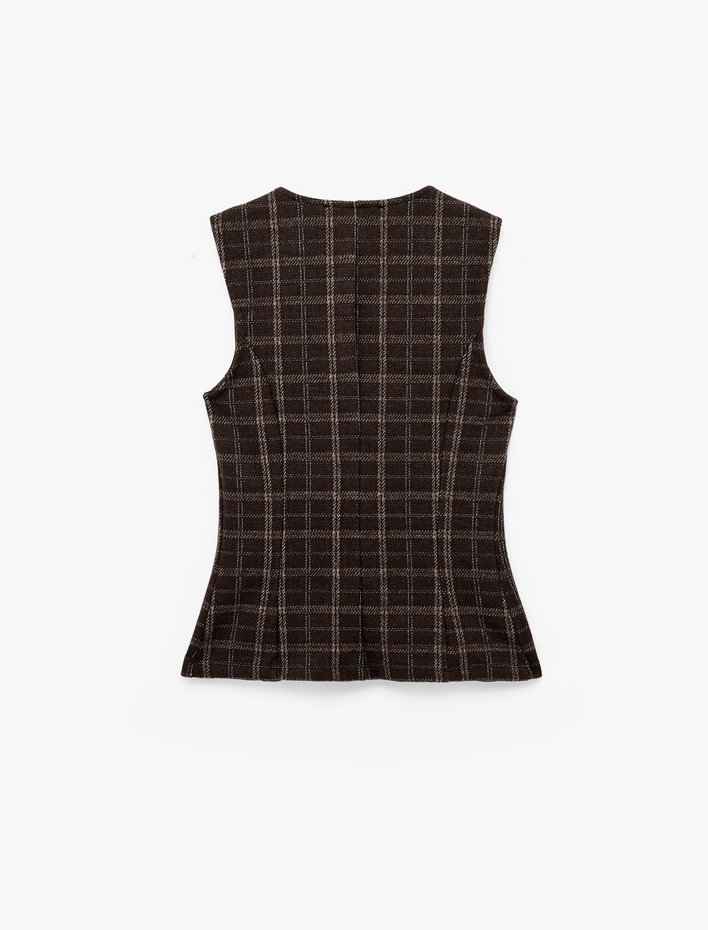  Koton X Melis Ağazat - Mücevher Düğmeli Ekose Yelek