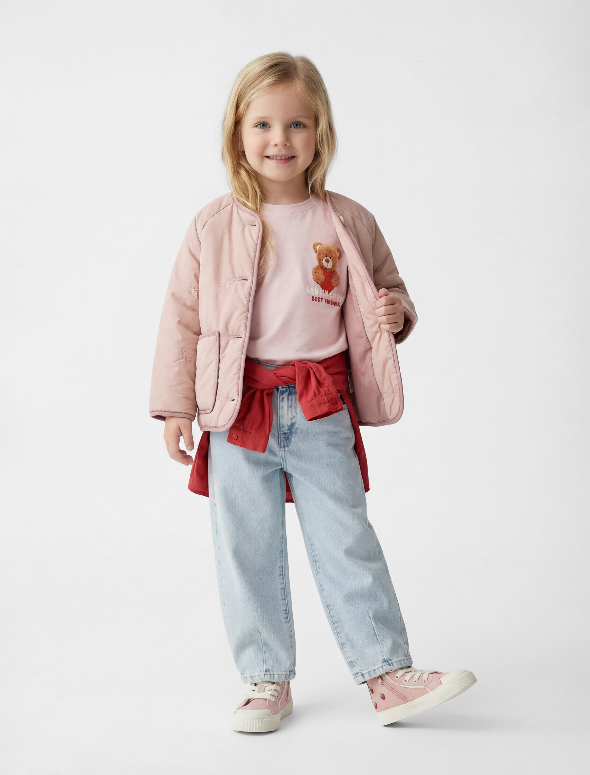  Kız Bebek Uzun Kollu Bisiklet Yaka Cepli Mevsimlik Ceket