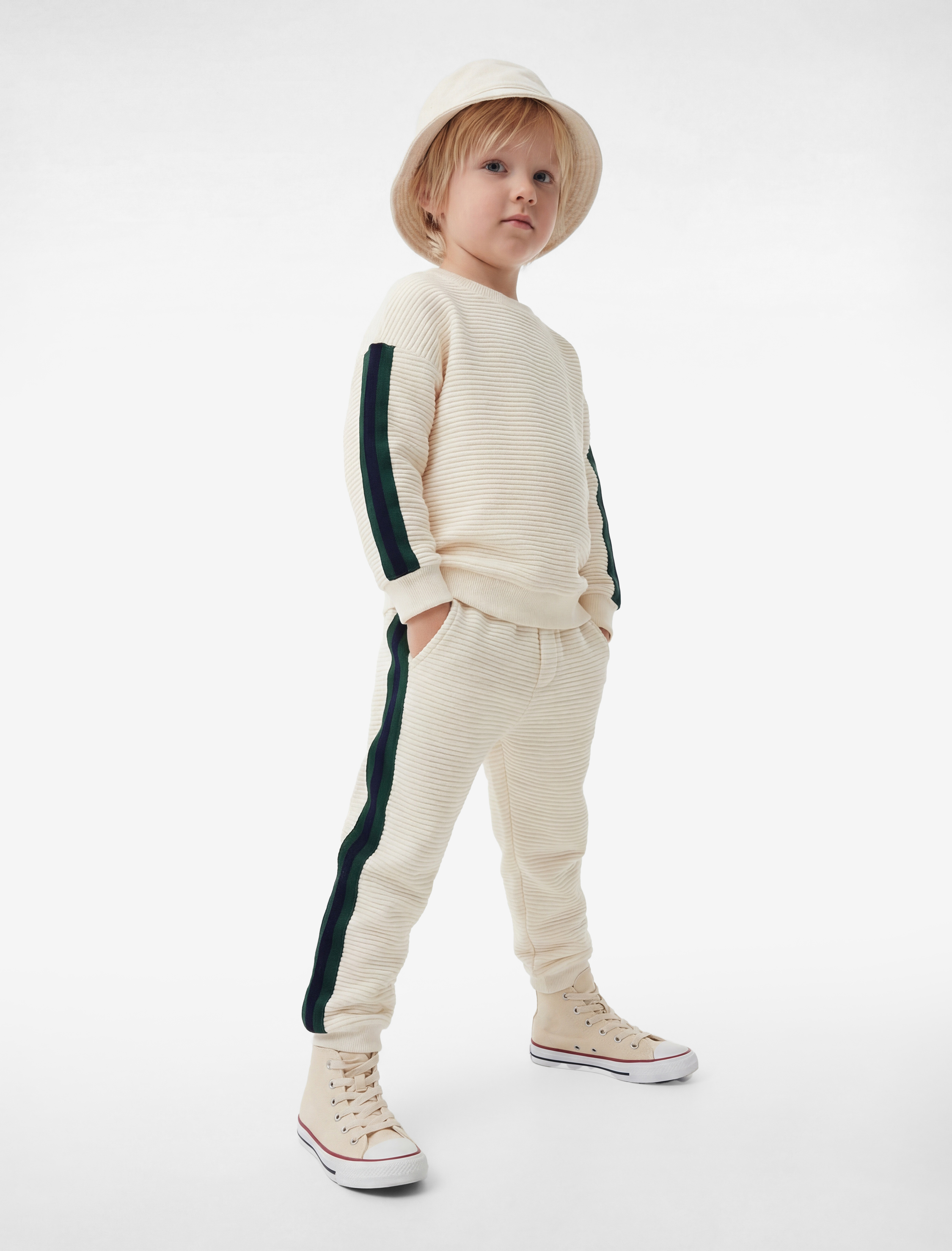  Erkek Bebek Bisiklet Yaka Uzun Kollu Pamuklu Oversize Sweatshirt