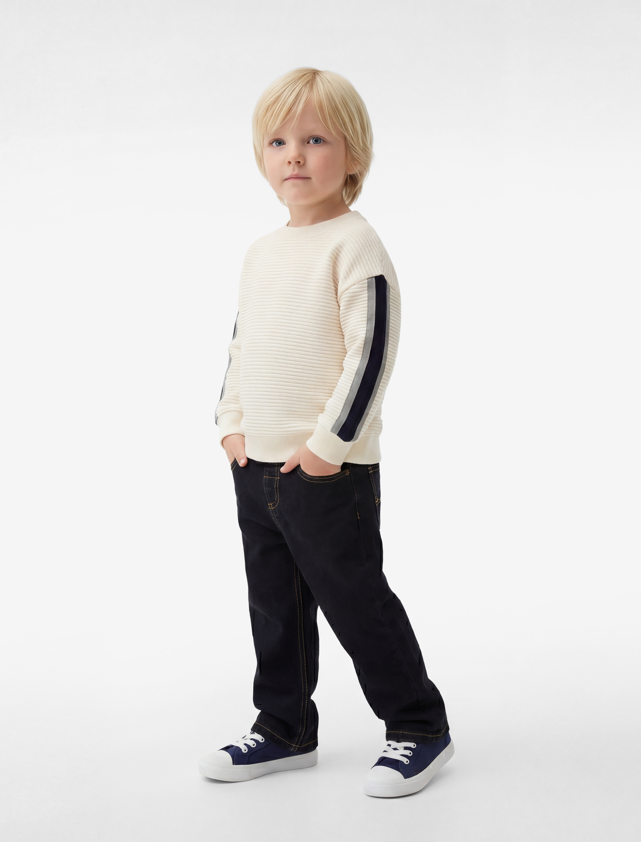  Erkek Bebek Pamuklu Uzun Kollu Bisiklet Yaka Oversize Sweatshirt