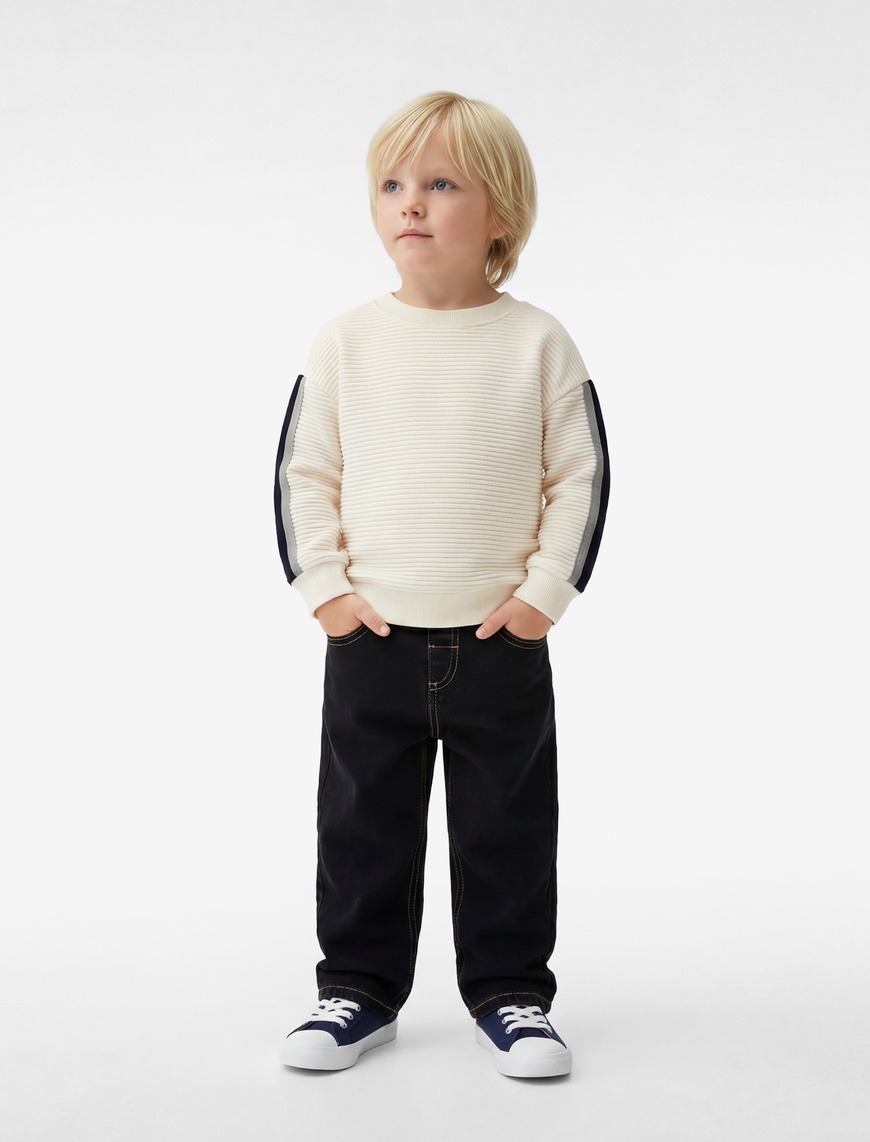 Koton Erkek Bebek Pamuklu Uzun Kollu Bisiklet Yaka Oversize Sweatshirt