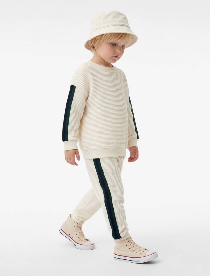 Erkek Bebek Pamuklu Şerit Detaylı Beli Bağcıklı Jogger Eşofman Altı