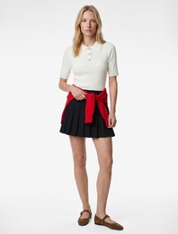 Slim Fit Yarım Düğme Detaylı Kısa Kollu Polo Yaka Triko Kazak