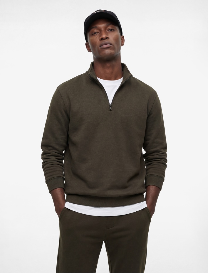  Regular Fit Uzun Kollu Basic Yarım Fermuarlı Sweatshirt