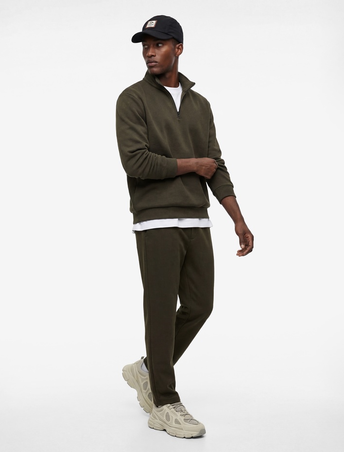  Regular Fit Uzun Kollu Basic Yarım Fermuarlı Sweatshirt
